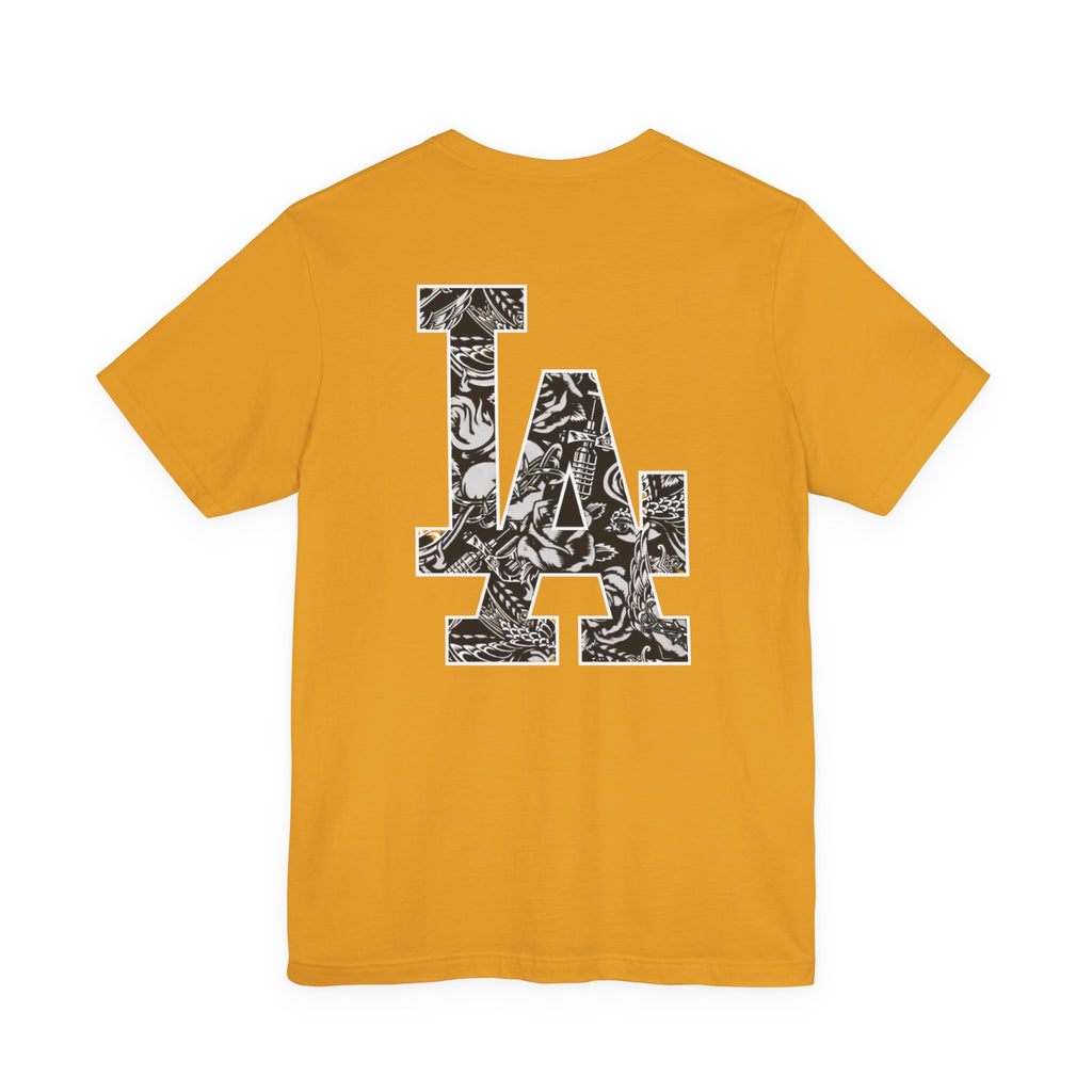 90s Hip Hop Group Illustration T-Shirt | LA Logo Back Print Tee