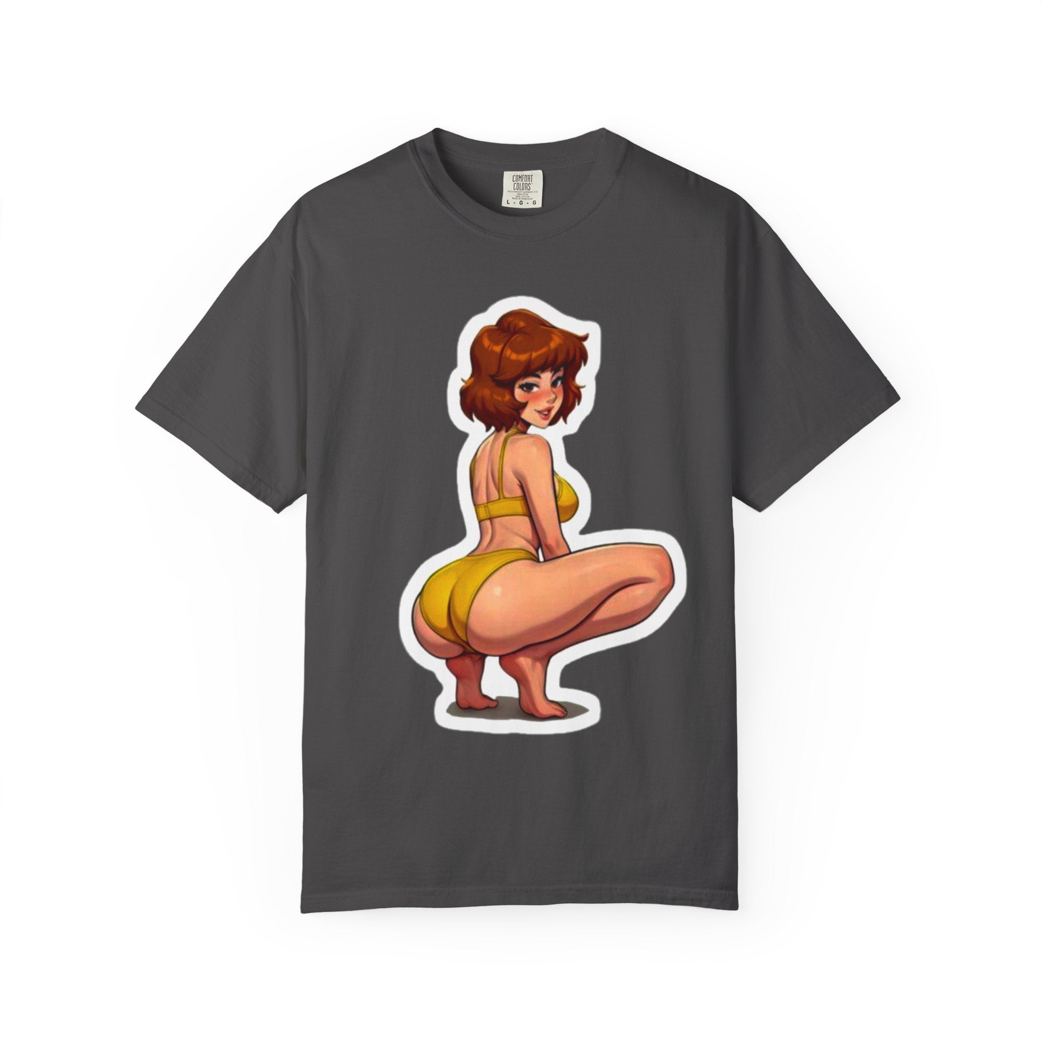 Pinup Girl Illustration T-shirt | Retro Bikini Squat Pose