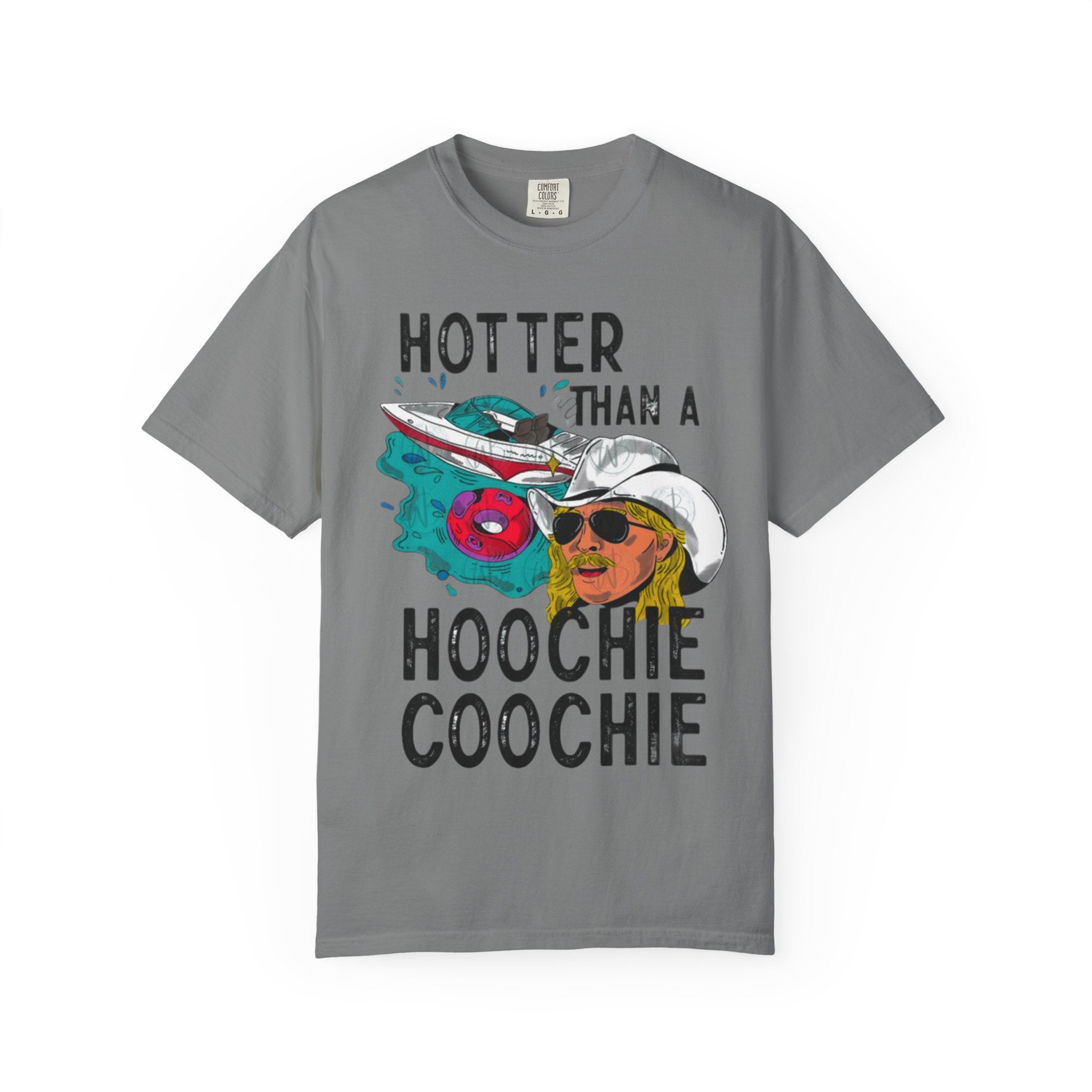 Hotter Than a Hoochie Coochie T-shirt | Retro Cowboy Illustration, Sunglasses & Roses