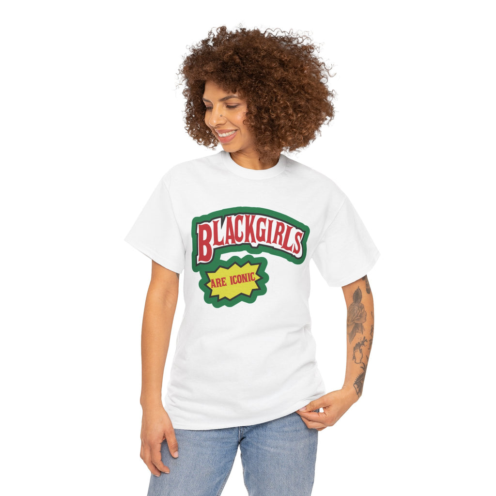 Graphic Tee — "Black Girls Are Iconic" Retro Patch Design