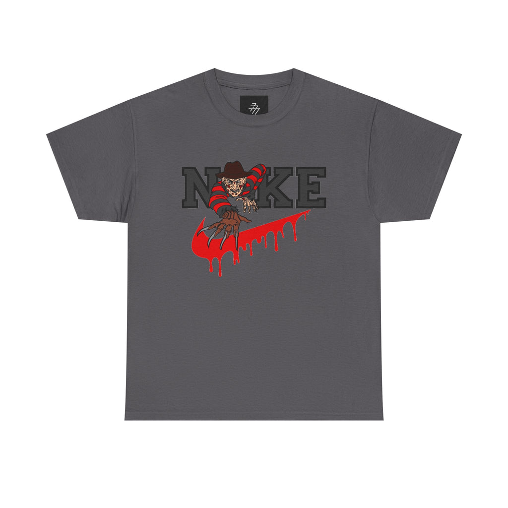 Horror-Inspired 'N@KE' Dripping Swoosh T-Shirt — Freddy Krueger Style Graphic Tee
