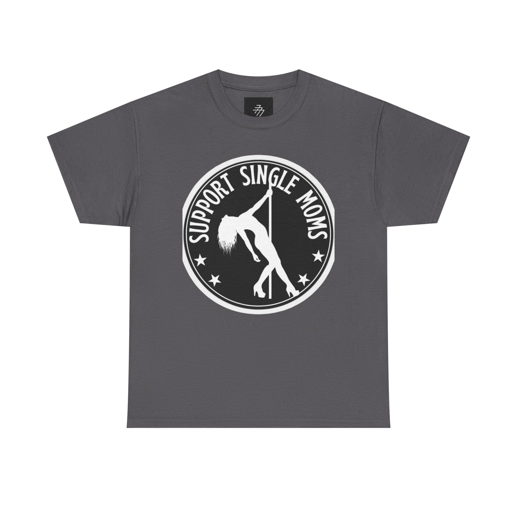Support Single Moms Tee - Retro Pole Dancer Circle Logo T-Shirt