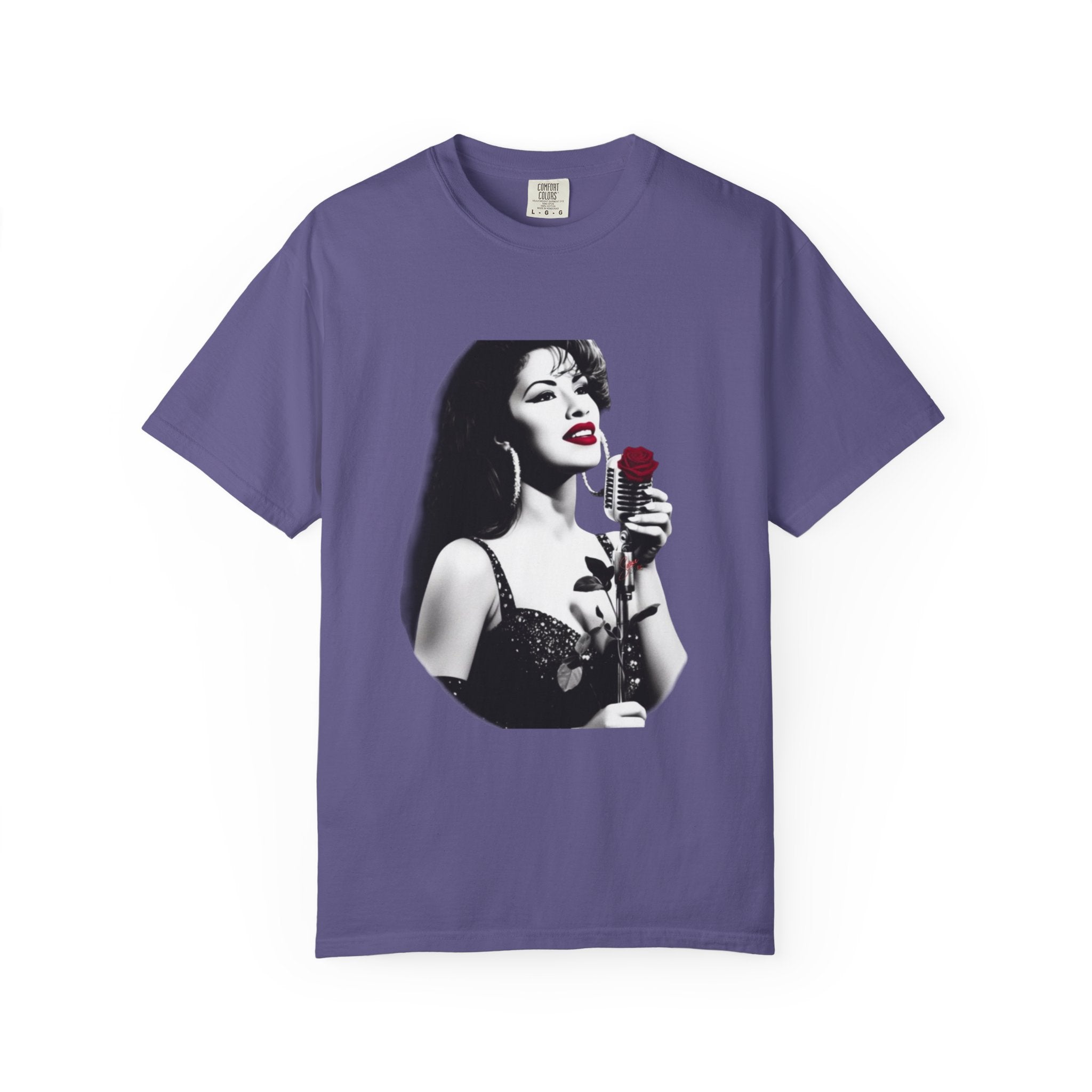 Vintage Pin-Up Singer with Rose T-shirt | Retro Music Art Tee