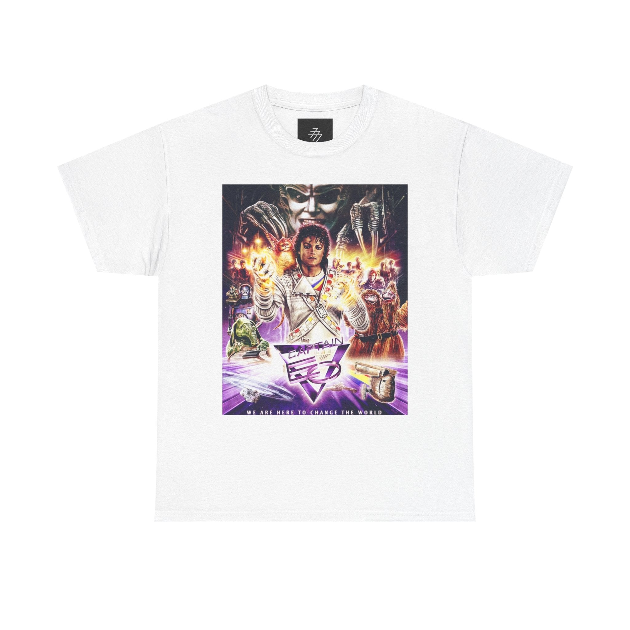 MJ Retro Sci‑Fi Movie Poster Tee – Neon Cyber Adventure Graphic T-Shirt