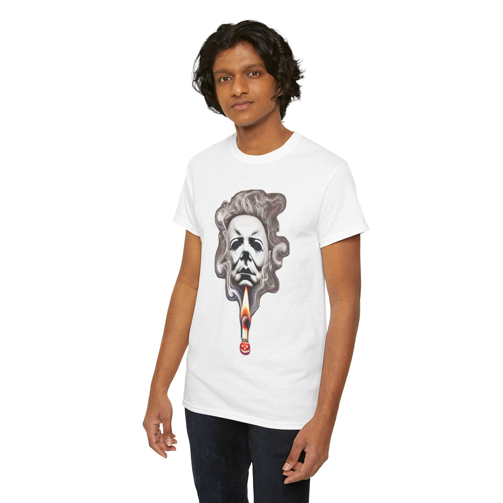 Halloween Dripping Blood Tee — Smoking Mask Horror Graphic T-Shirt