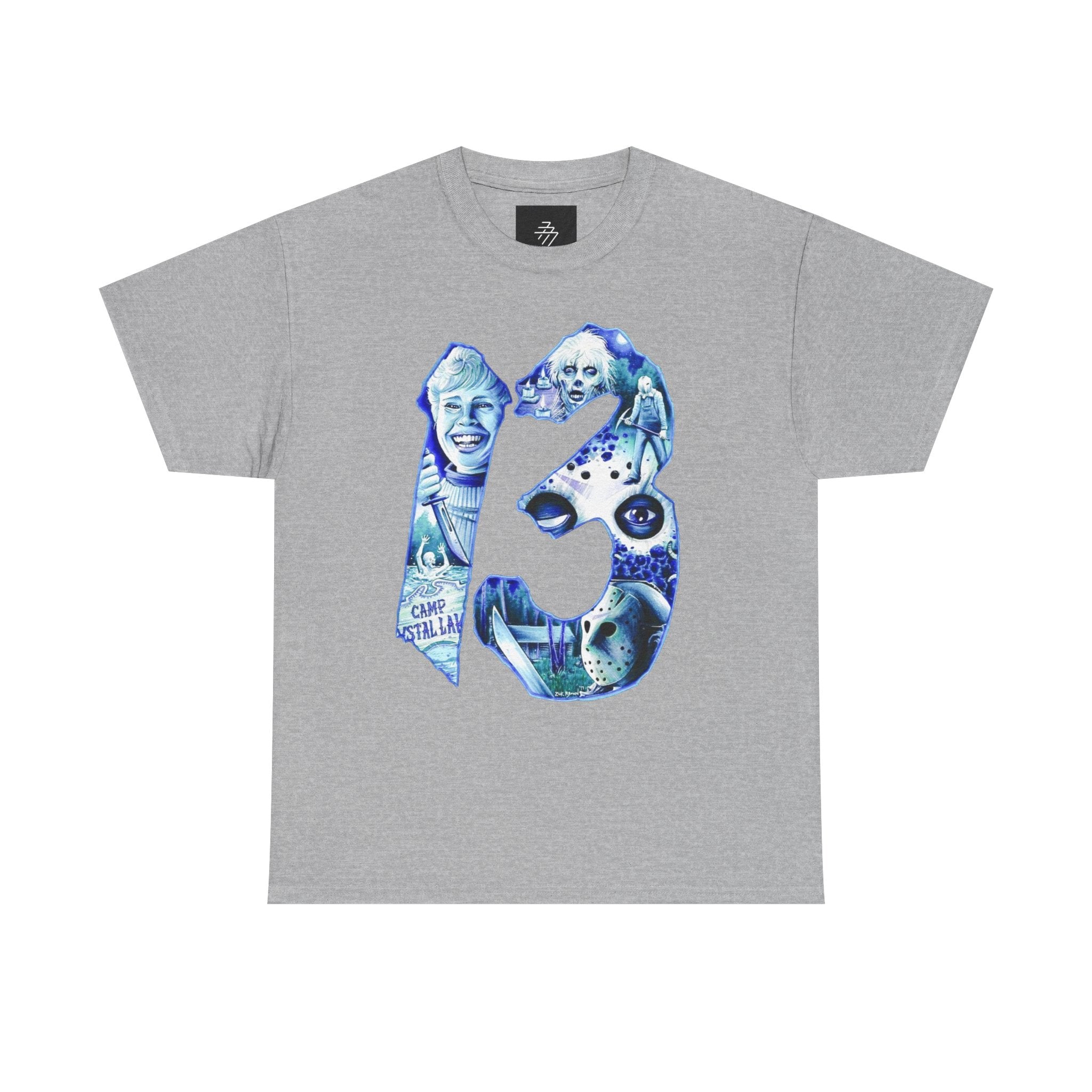 Friday The 13TH Horror T-Shirt — Blue Vintage Creepy Portrait Graphic Tee