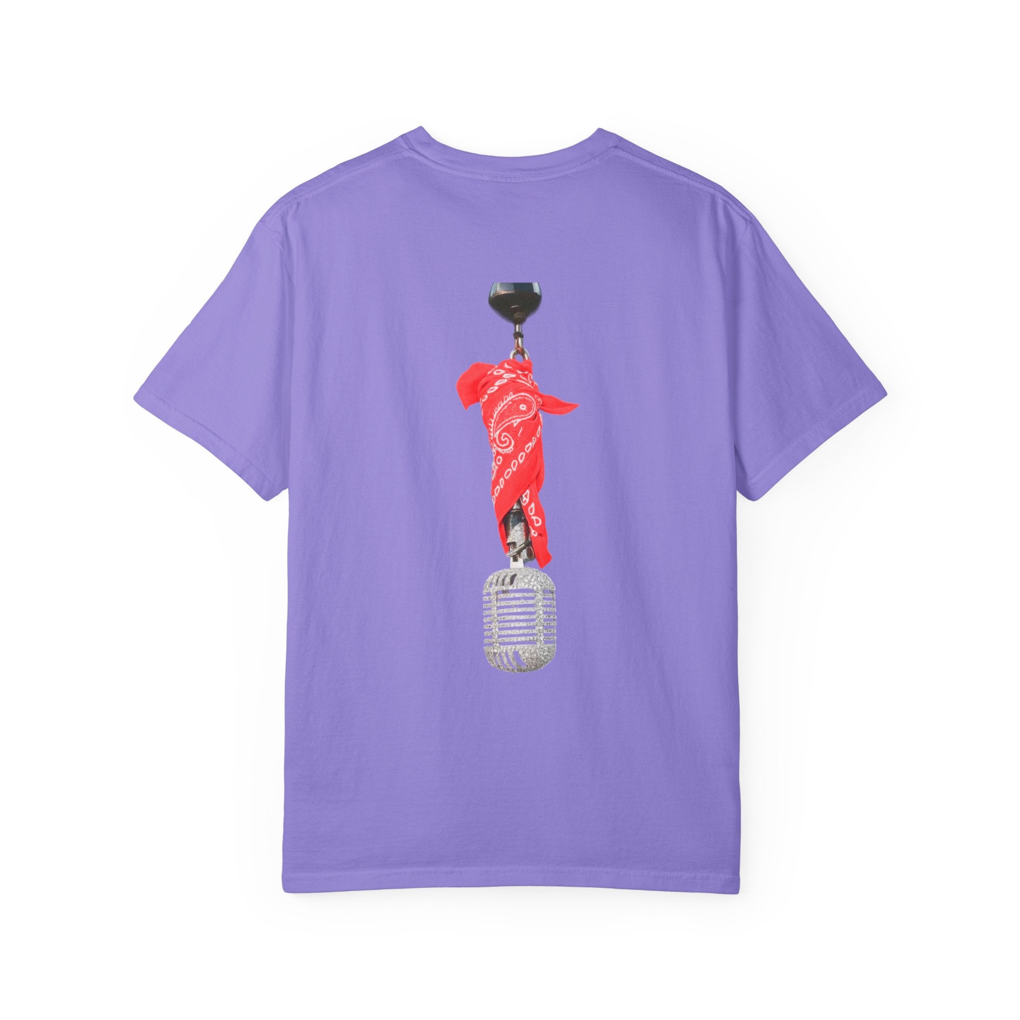 CB Graffiti Portrait T-shirt | Side Profile Photo Print, Back Microphone & Bandana Art