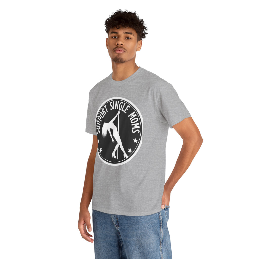 Support Single Moms Tee - Retro Pole Dancer Circle Logo T-Shirt