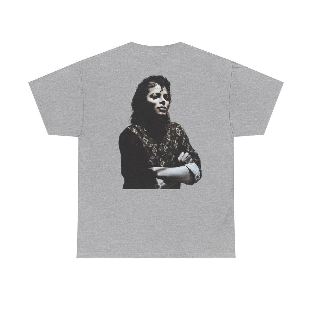 Who's Bad graffiti text Tee | Michael Jackson portrait back graphic tee