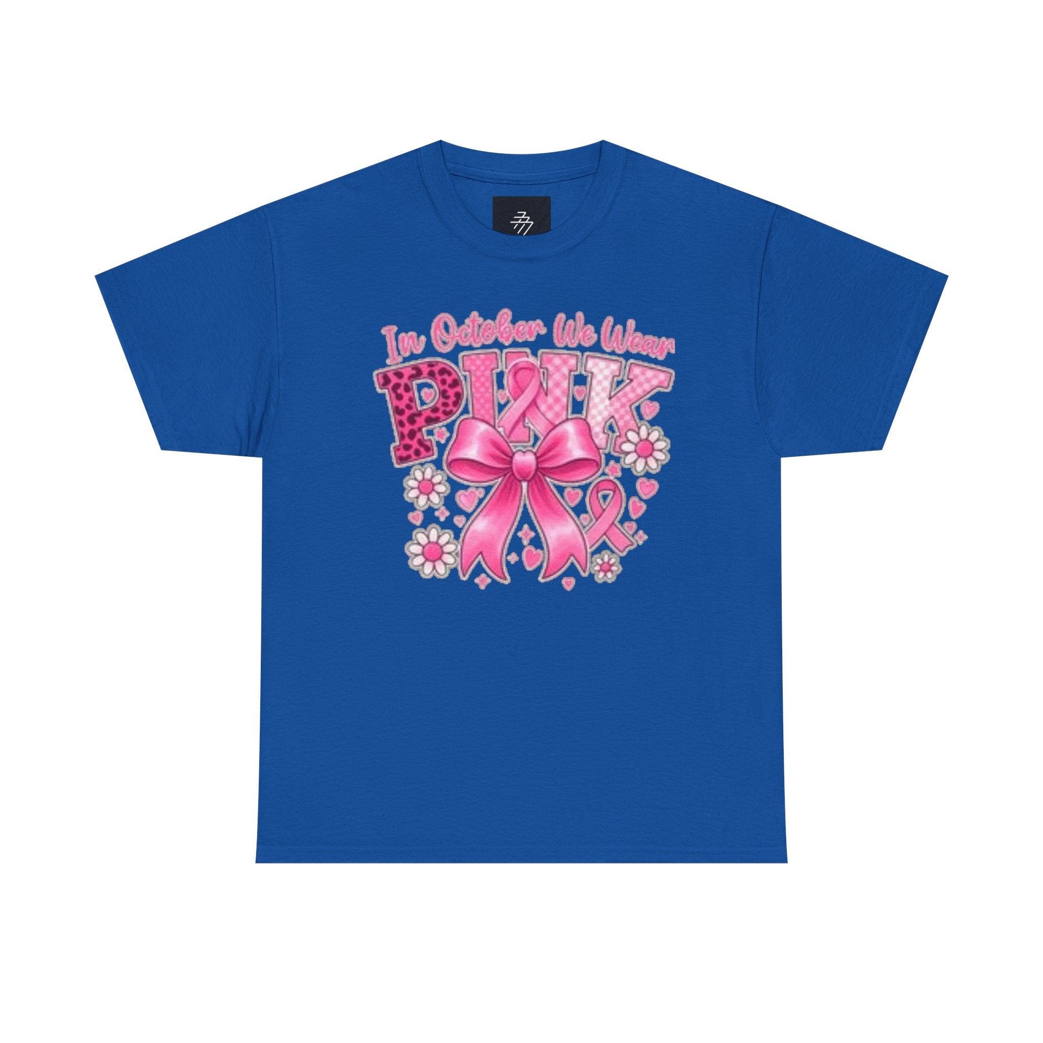 Breast Cancer Awareness In October We Wear Pink' Ribbon Floral T-Shirt