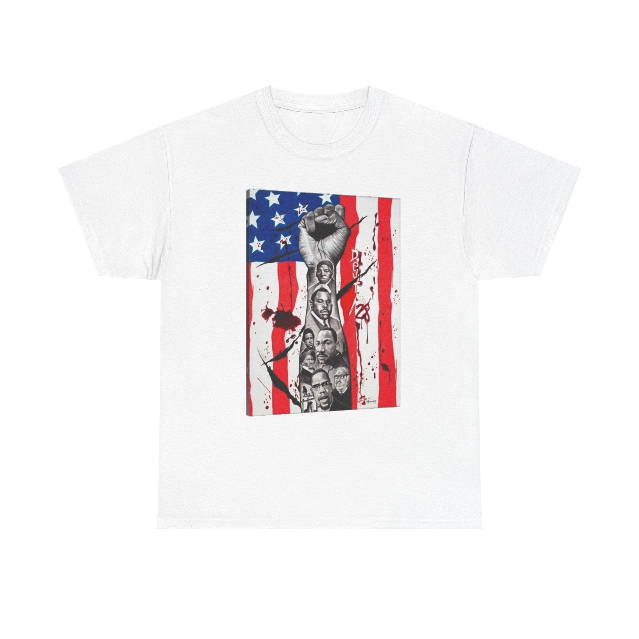 Patriotic Protest Raised Fist American Flag Graphic Tee