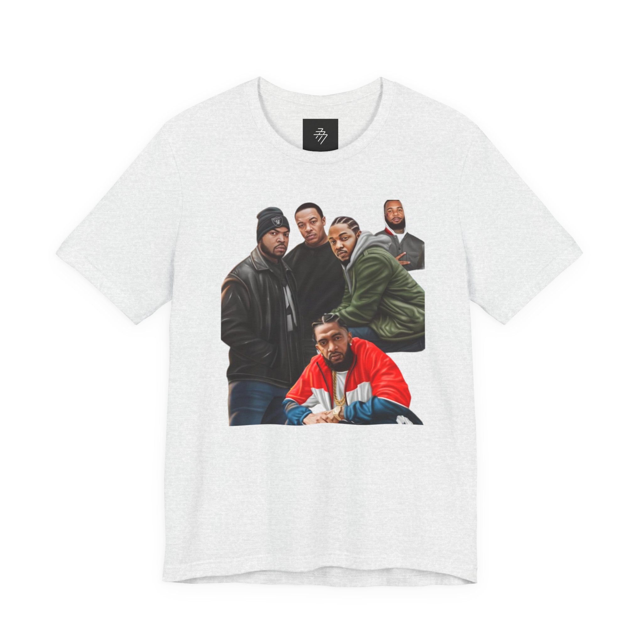 90s Hip Hop Group Illustration T-Shirt | LA Logo Back Print Tee