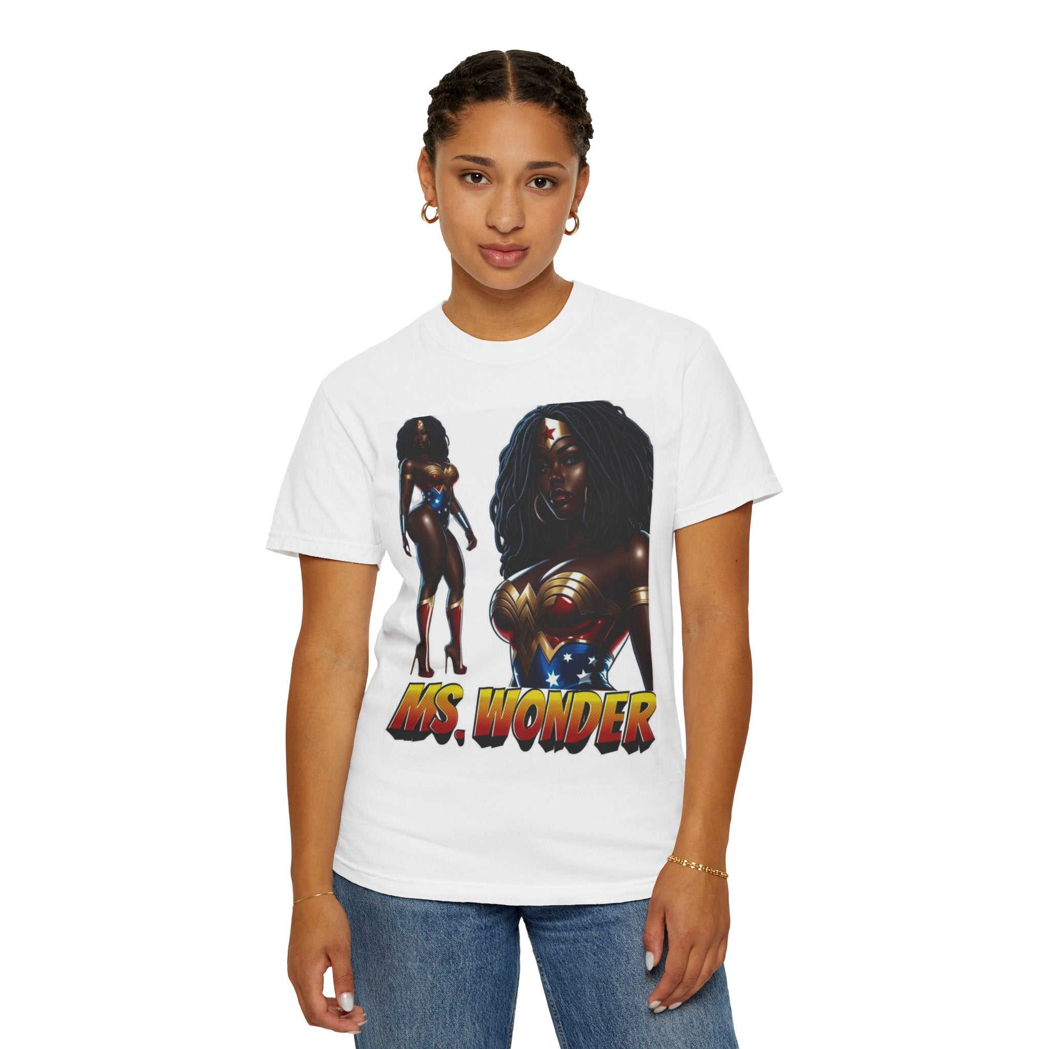 Ms. Wonder Graphic T-Shirt — Afro Wonder Woman Comic Style Tee