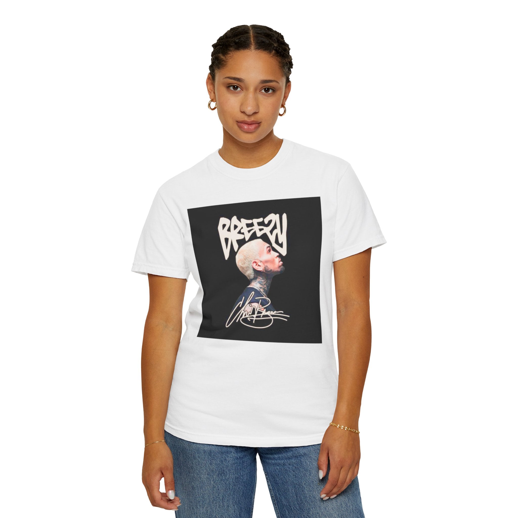 CB Graffiti Portrait T-shirt | Side Profile Photo Print, Back Microphone & Bandana Art