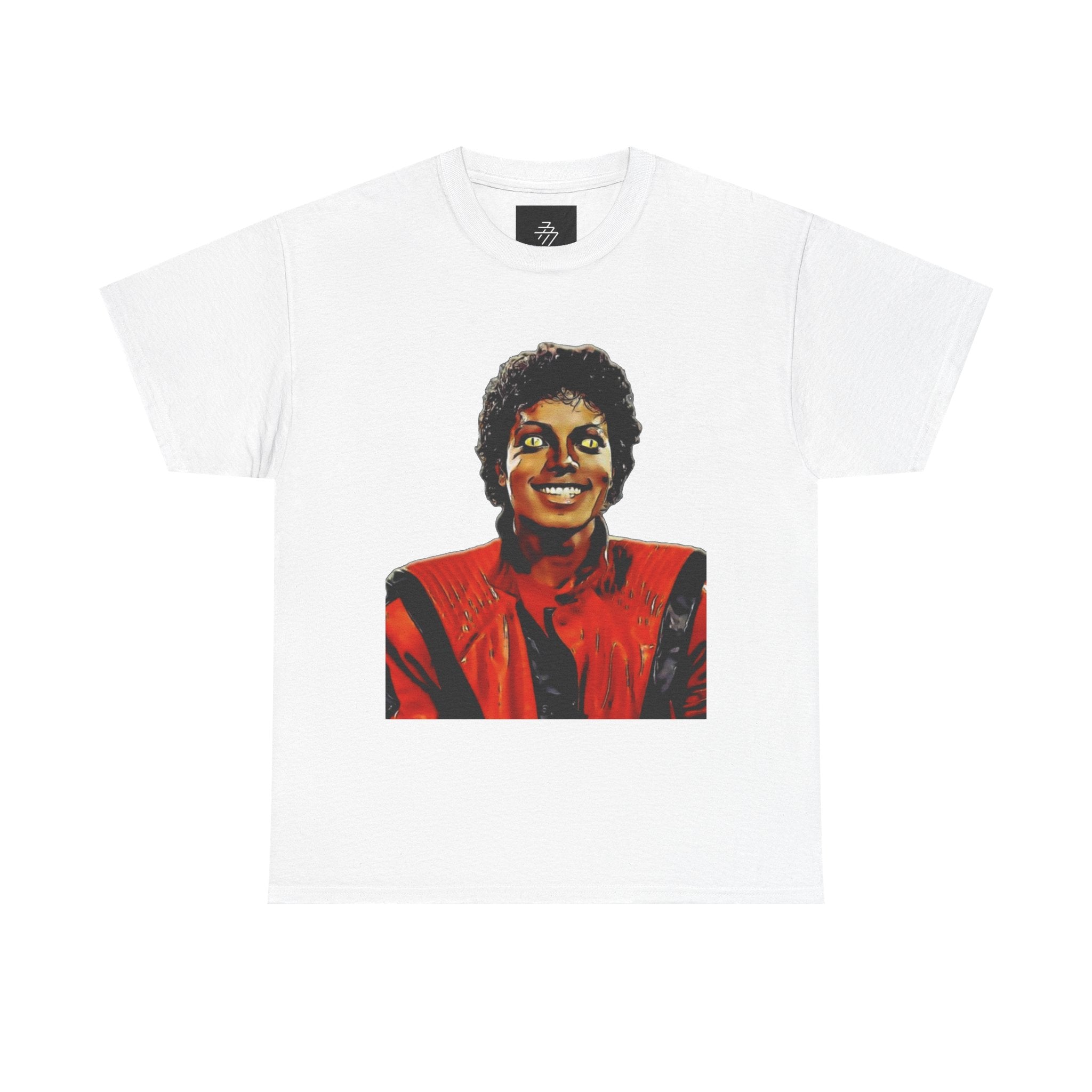 MJ Retro Pop Icon Portrait with 'Thriller' Script Back