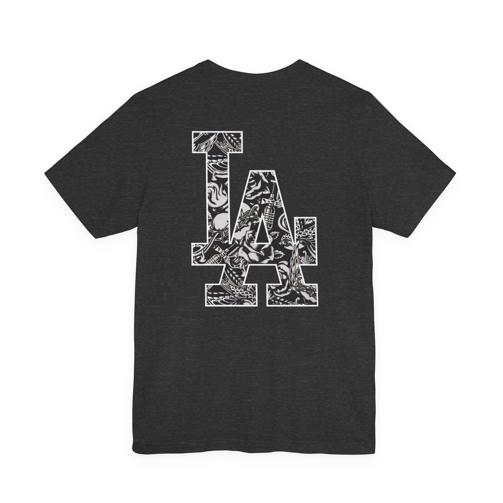 90s Hip Hop Group Illustration T-Shirt | LA Logo Back Print Tee