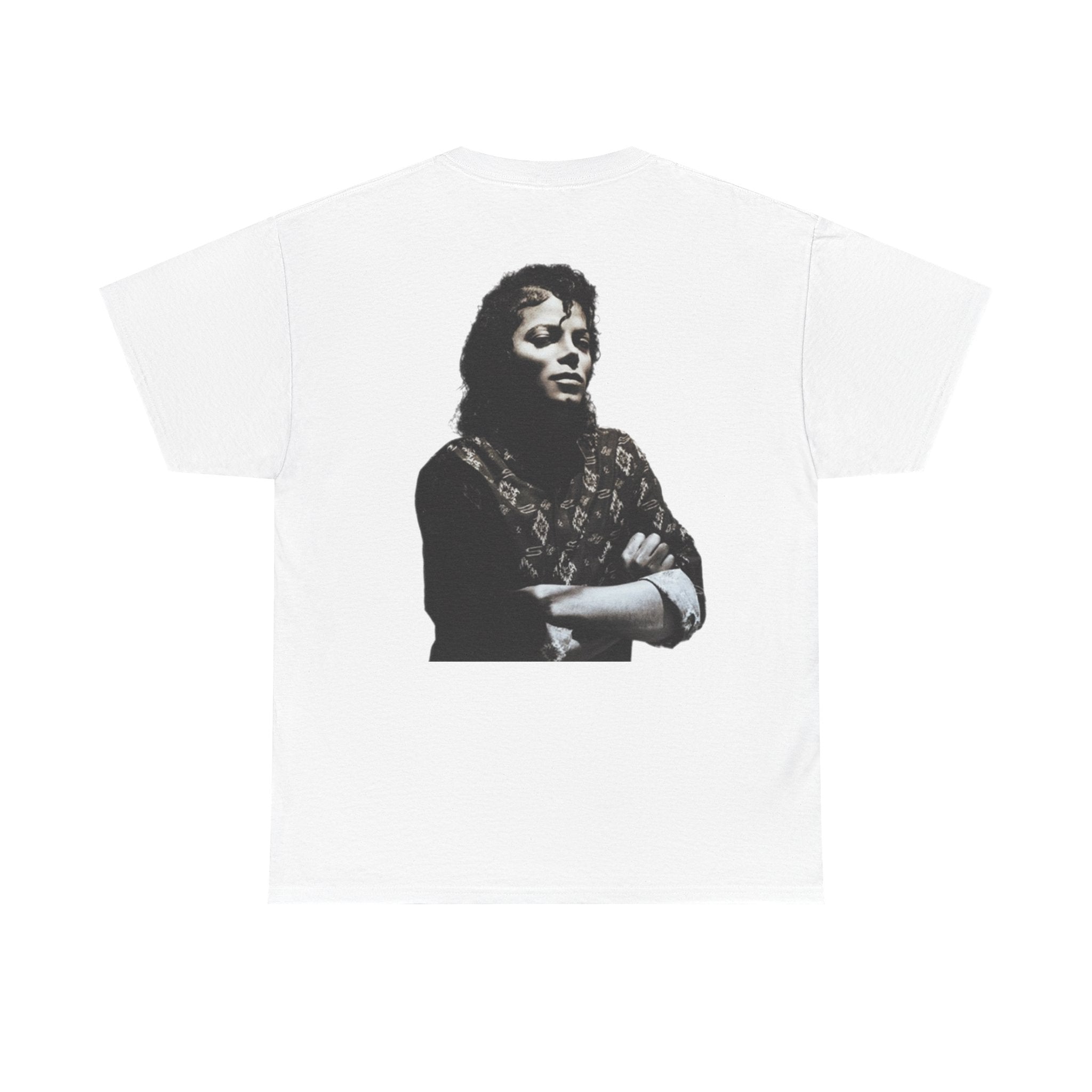 Who's Bad graffiti text Tee | Michael Jackson portrait back graphic tee