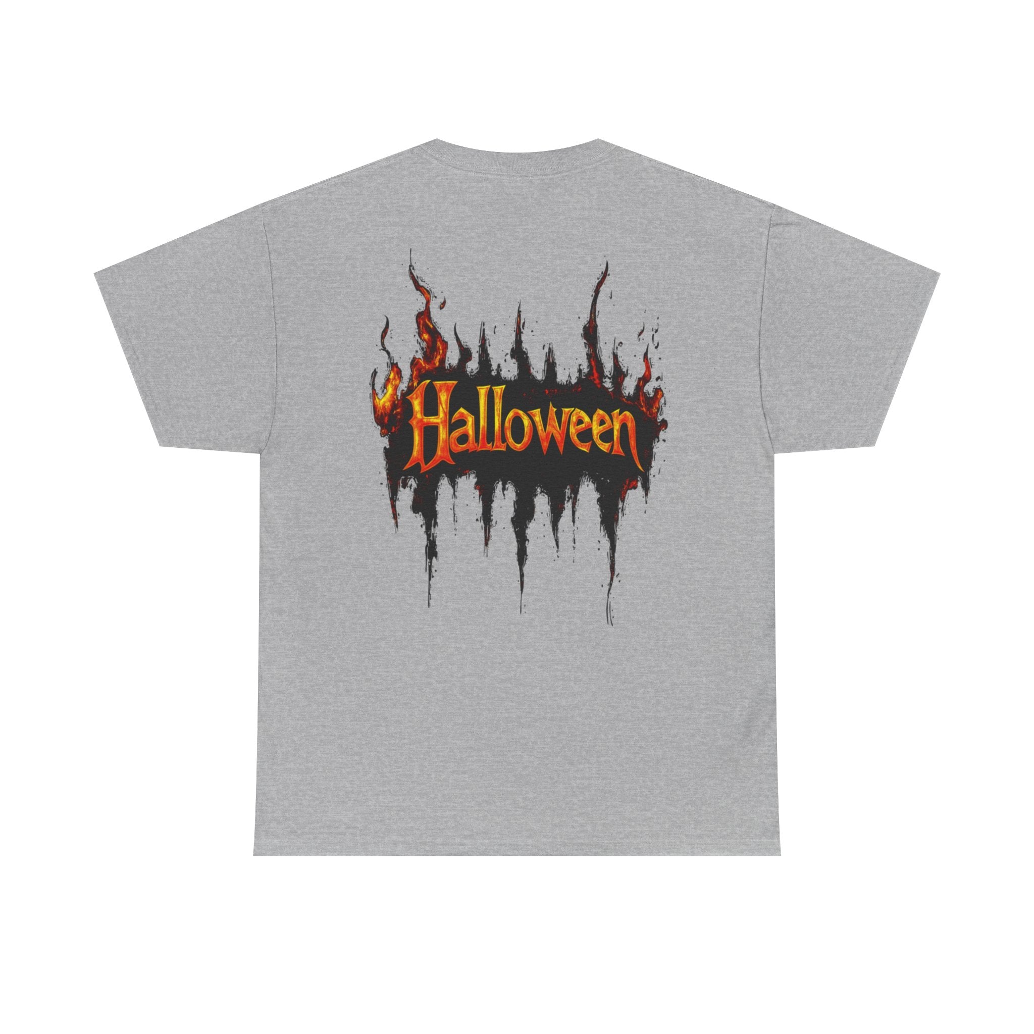 Halloween Pumpkin Mask T-Shirt — Spooky Flame Back Graphic