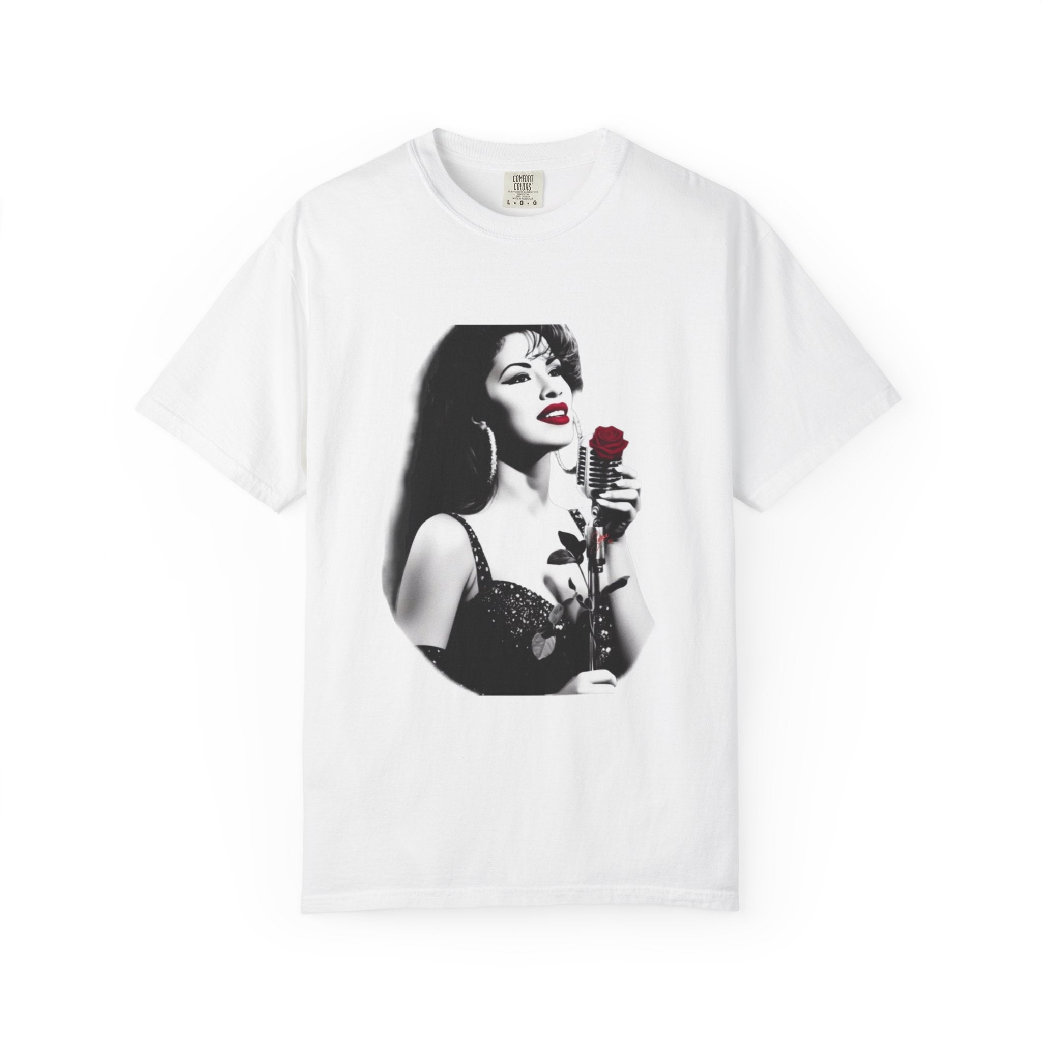 Vintage Pin-Up Singer with Rose T-shirt | Retro Music Art Tee