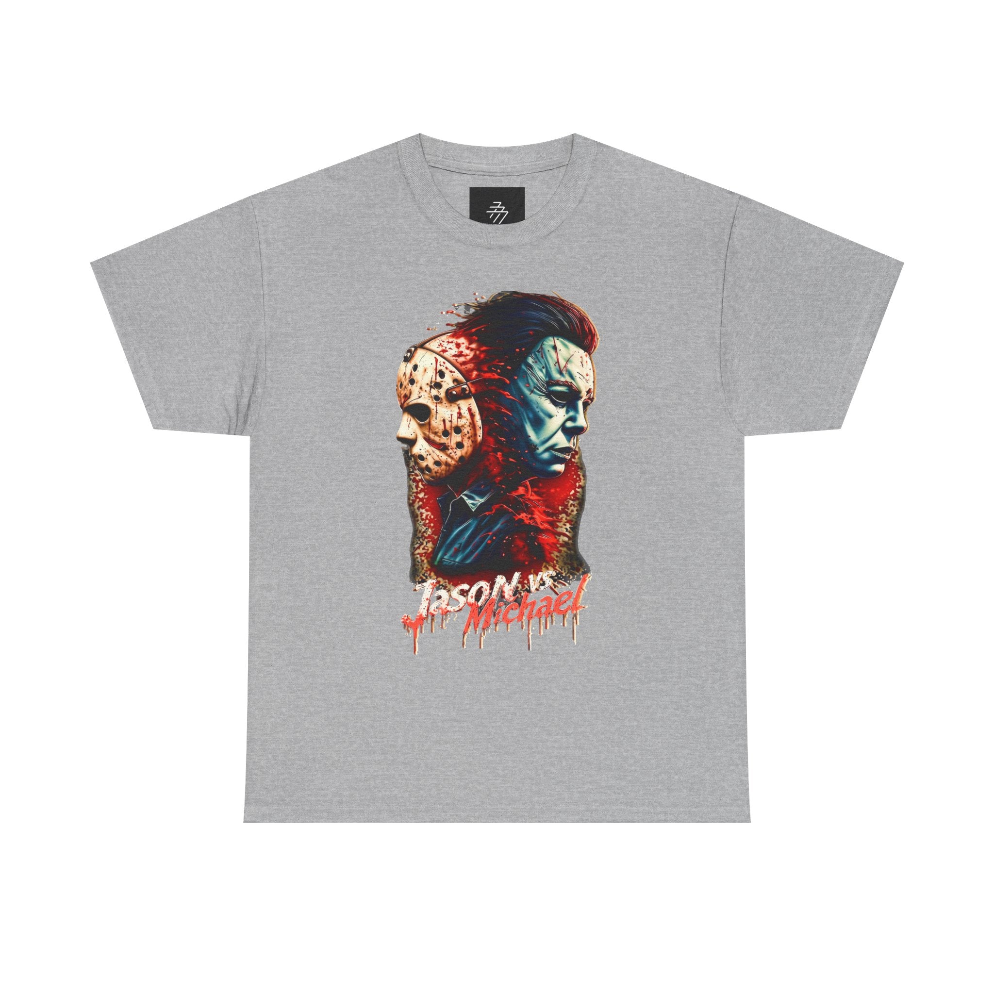 Horror Icons Split-Face Tee Jason & Michael Graphic