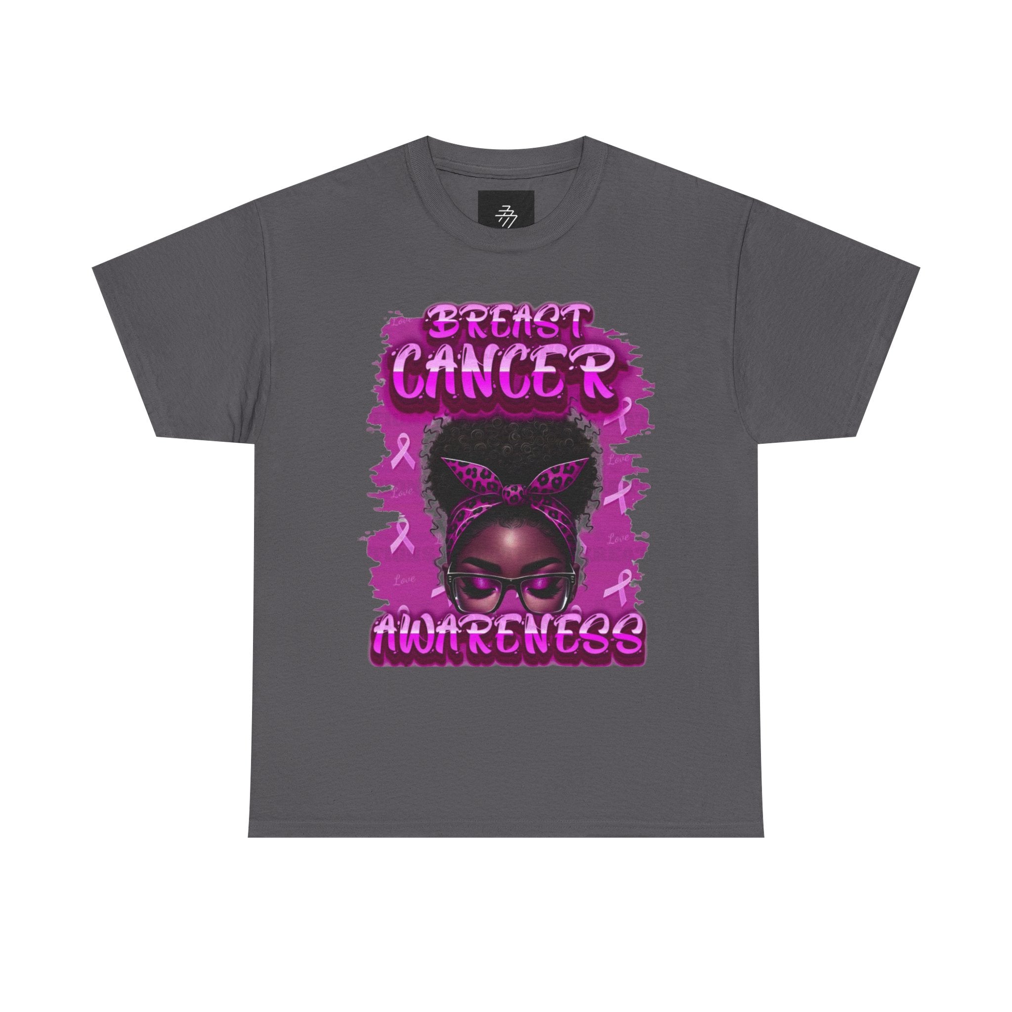 Breast Cancer Awareness Pink Ribbon Afro Girl Graphic T-Shirt