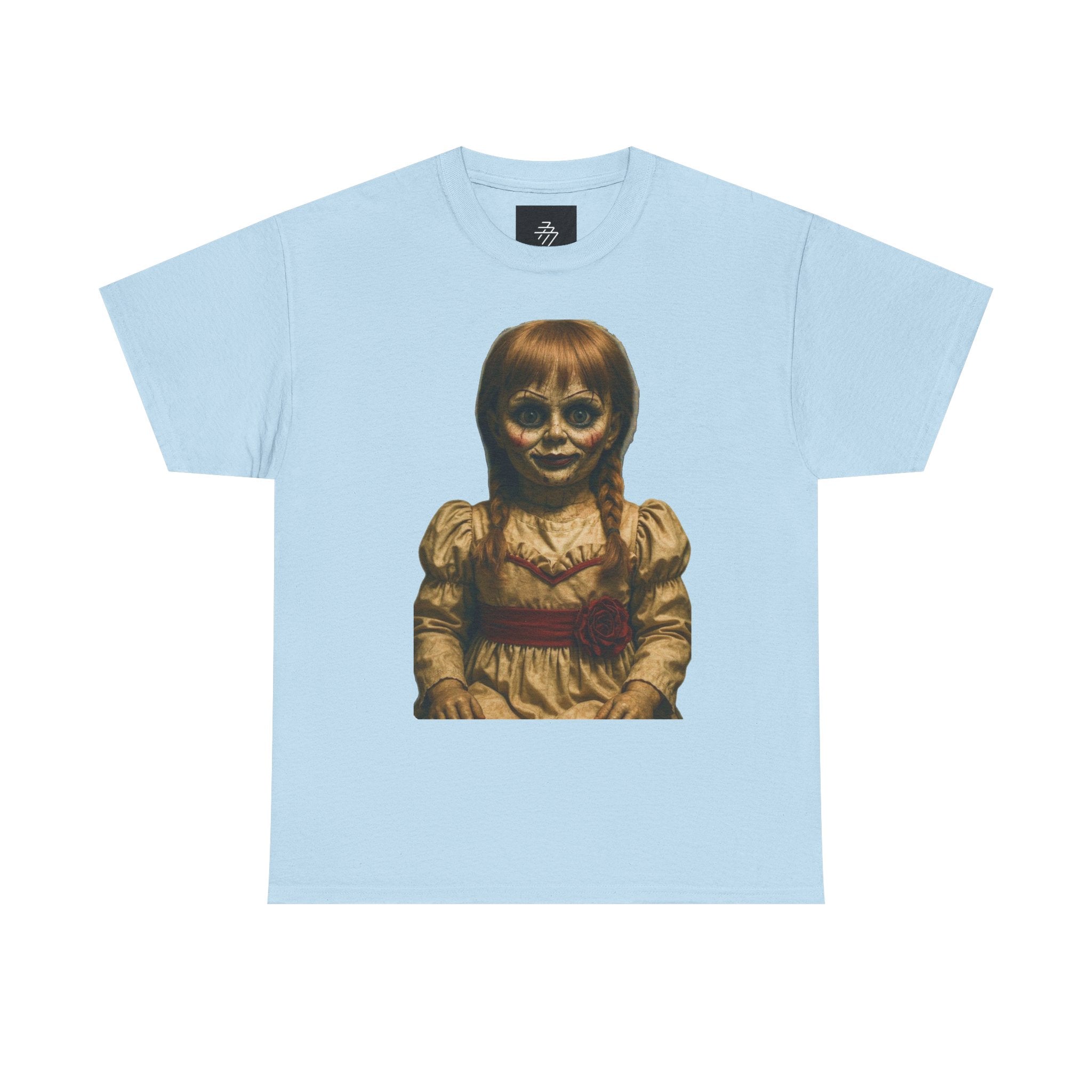 Horror Doll Graphic Tee — Vintage Annabelle-Style Scary Doll T-Shirt