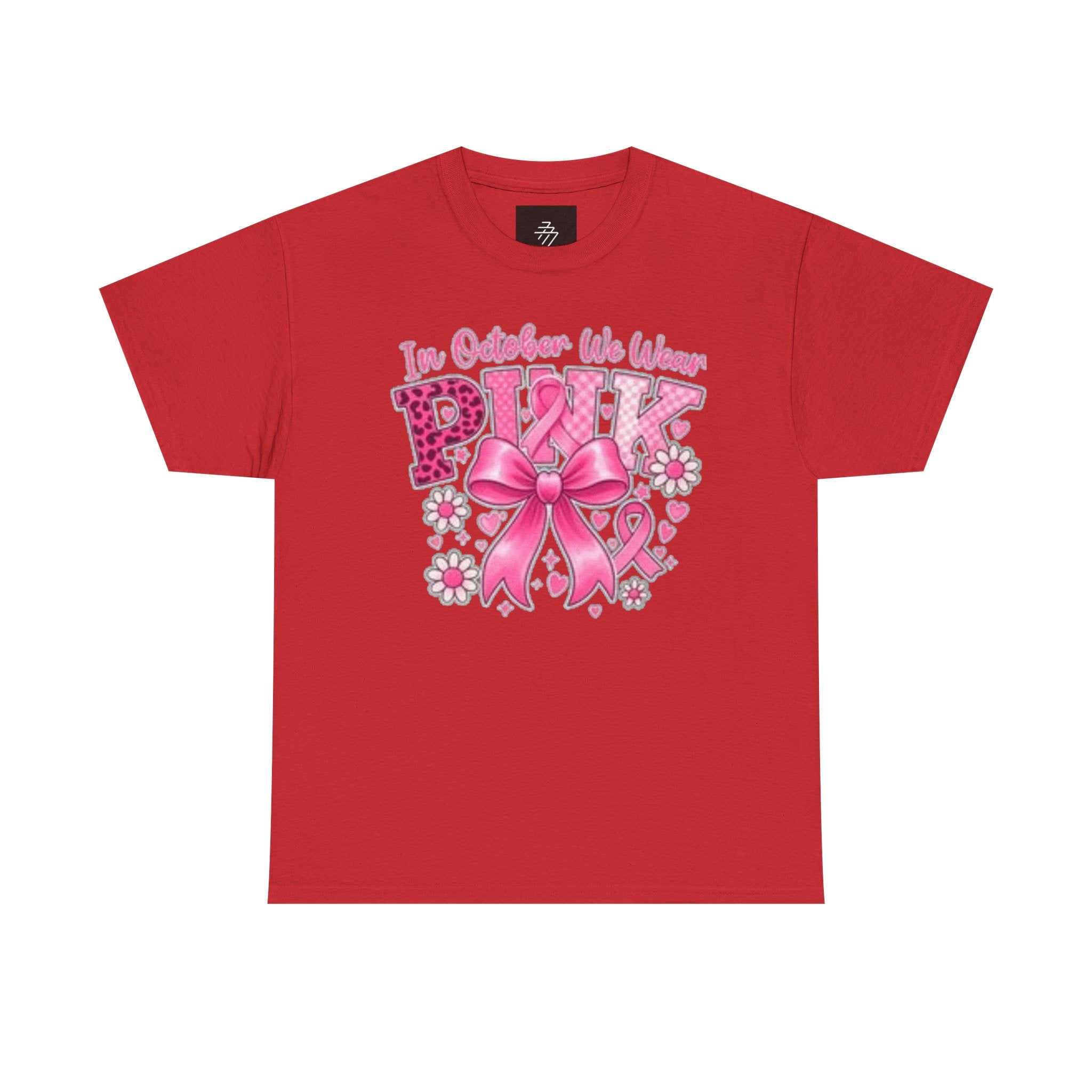 Breast Cancer Awareness In October We Wear Pink' Ribbon Floral T-Shirt