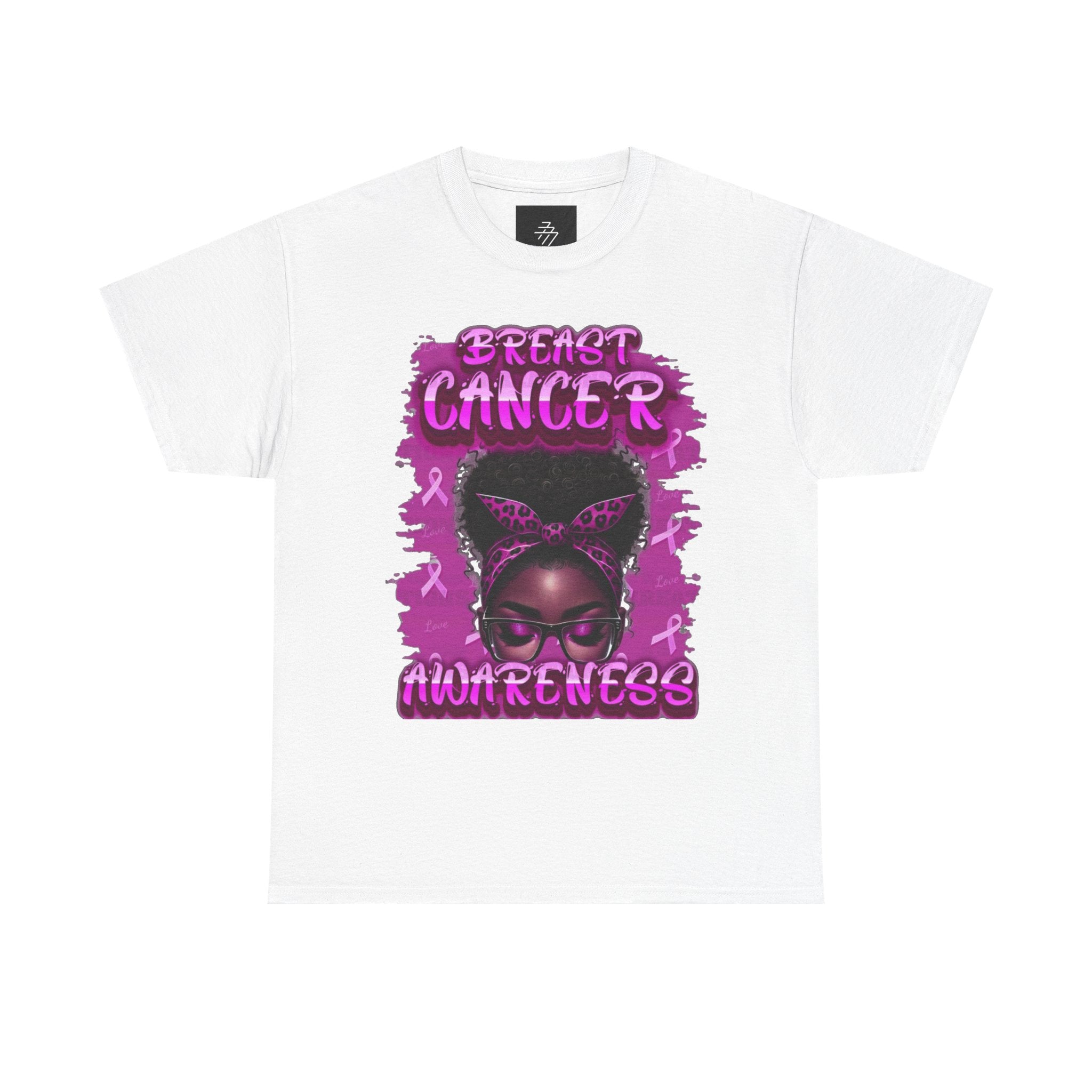 Breast Cancer Awareness Pink Ribbon Afro Girl Graphic T-Shirt