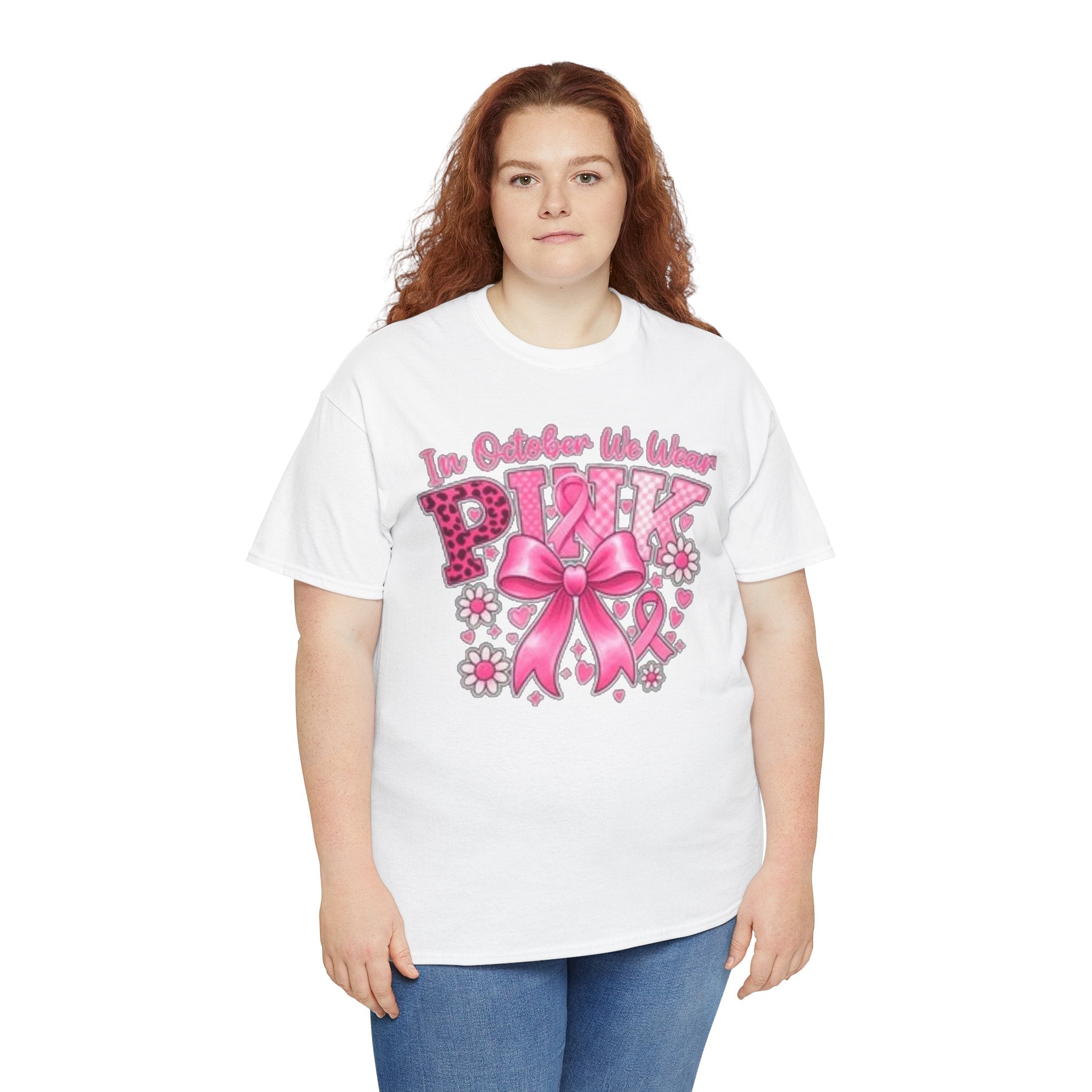 Breast Cancer Awareness In October We Wear Pink' Ribbon Floral T-Shirt