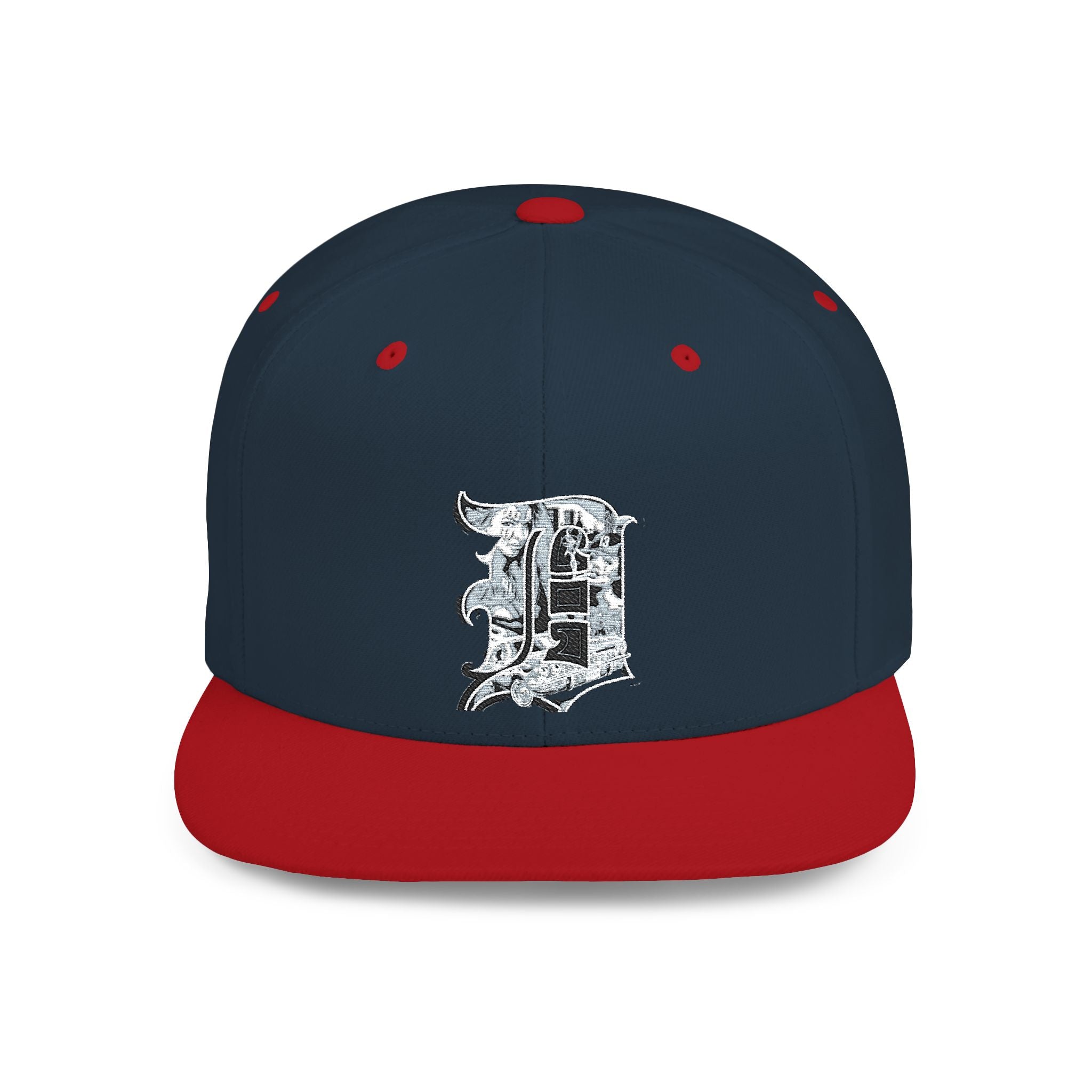 Detroit D Chrome Letter Flat Bill Snapback | Silver Letter D Hat