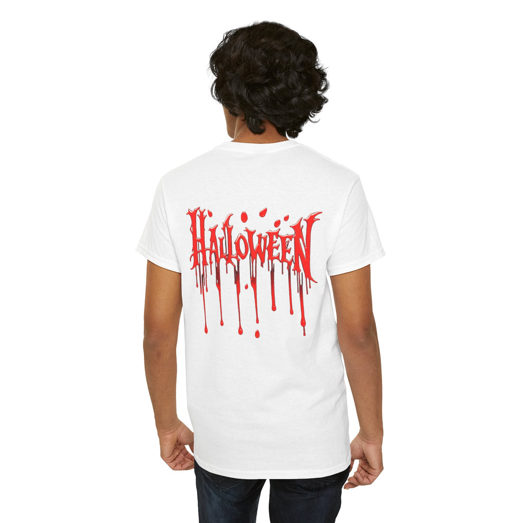 Halloween Dripping Blood Tee — Smoking Mask Horror Graphic T-Shirt