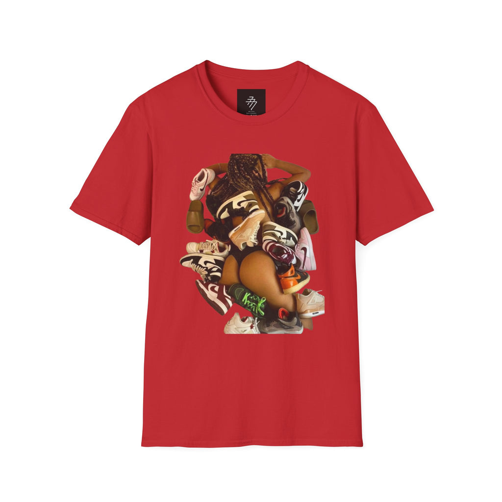 Woman Pile of Shoes T-Shirt | Vintage Shoe Collage Tee