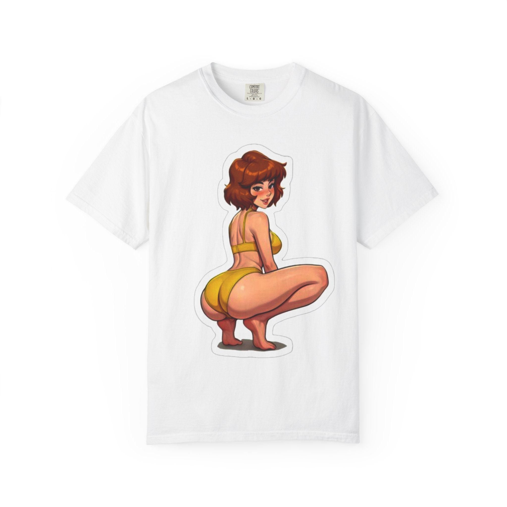 Pinup Girl Illustration T-shirt | Retro Bikini Squat Pose