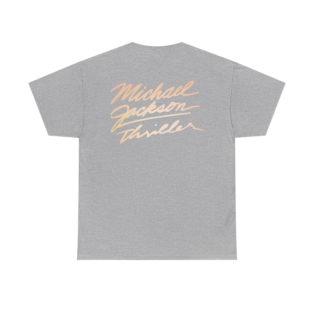 MJ Retro Pop Icon Portrait with 'Thriller' Script Back