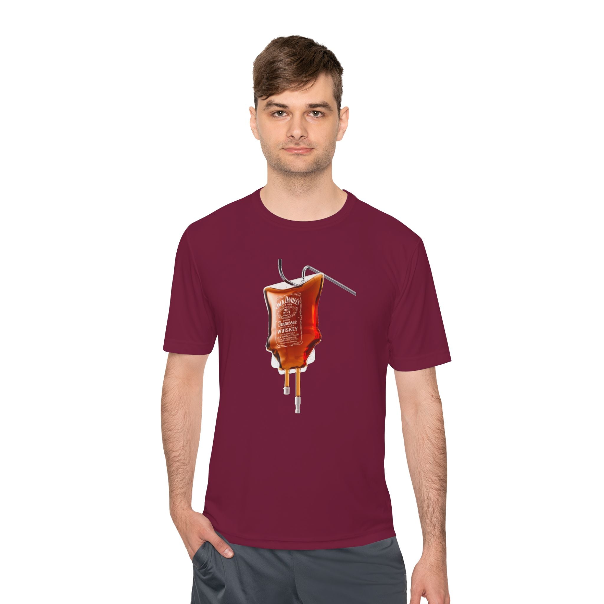IV Bag Whiskey Drip Tee | Medical Alcohol Bottle Graphic, Unisex Moisture Wicking Tee, Nurse Gift, Doctor Shirt, Healthcare Apparel,