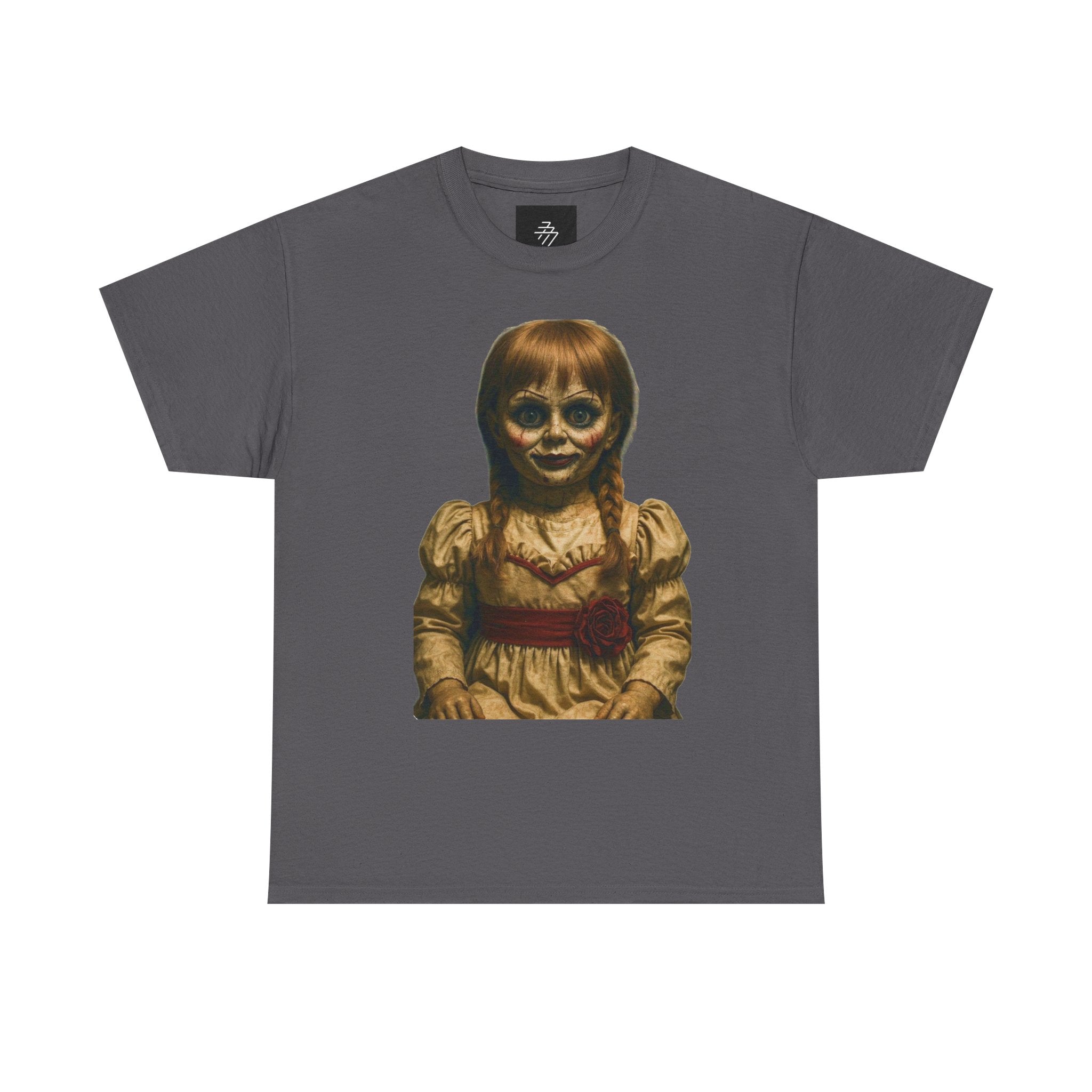 Horror Doll Graphic Tee — Vintage Annabelle-Style Scary Doll T-Shirt