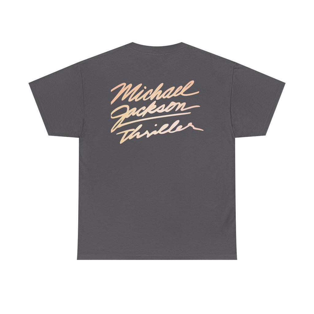 MJ Retro Pop Icon Portrait with 'Thriller' Script Back