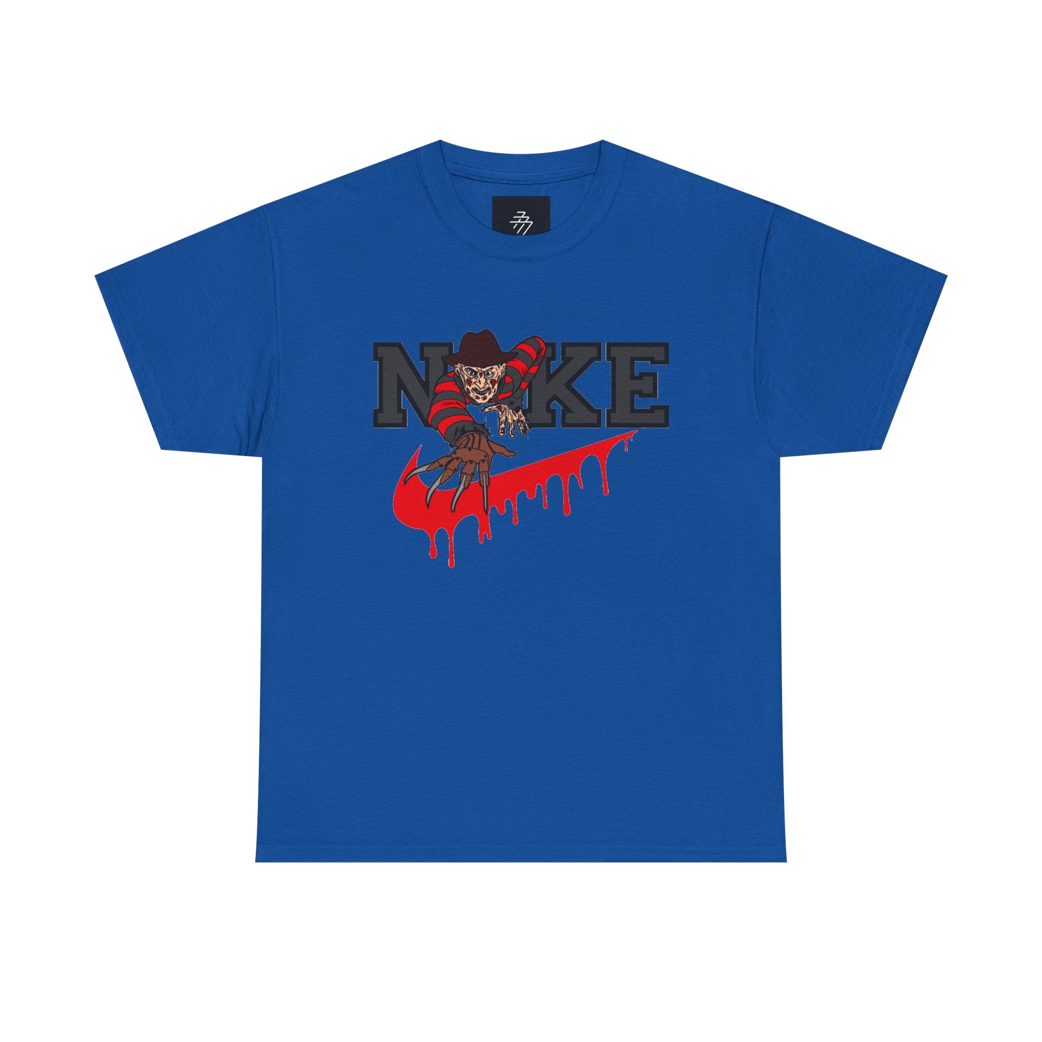 Horror-Inspired 'N@KE' Dripping Swoosh T-Shirt — Freddy Krueger Style Graphic Tee