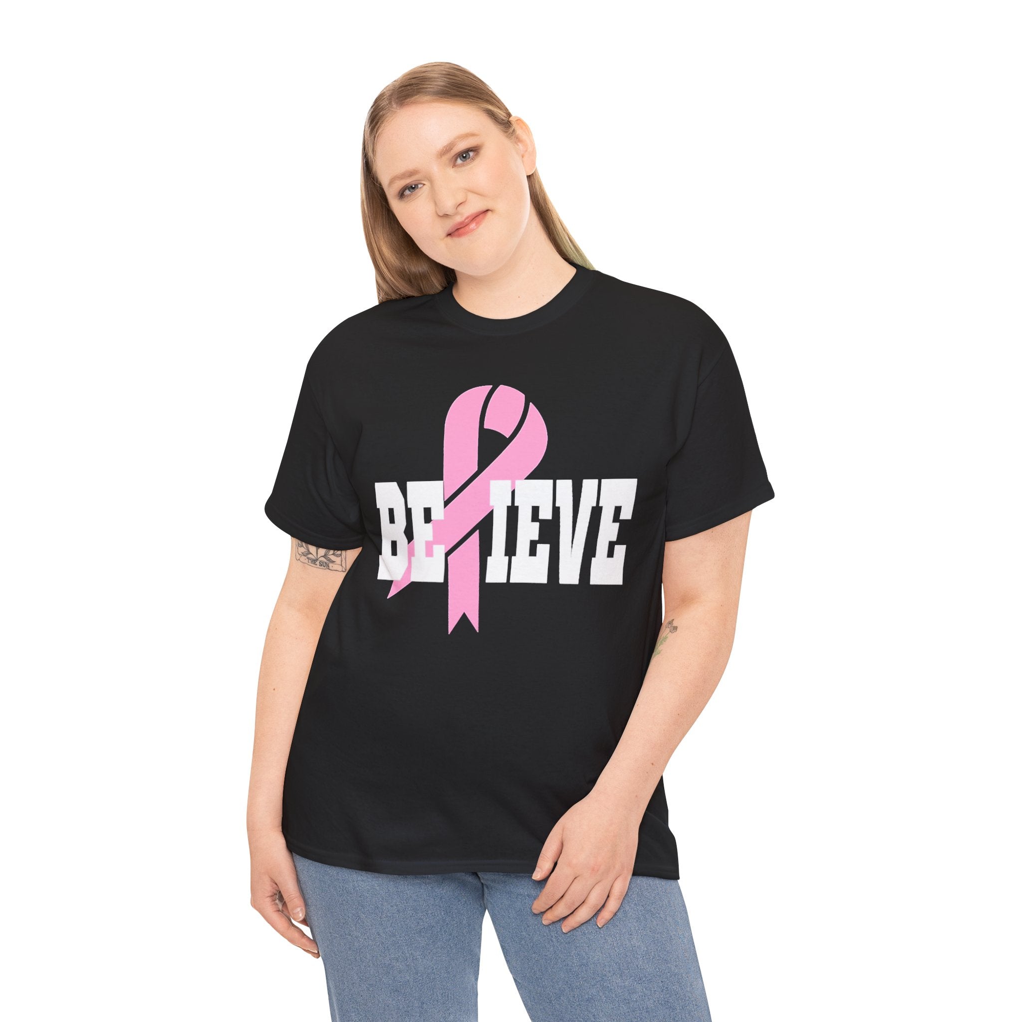 Believe Pink Ribbon Breast Cancer Awareness T-Shirt