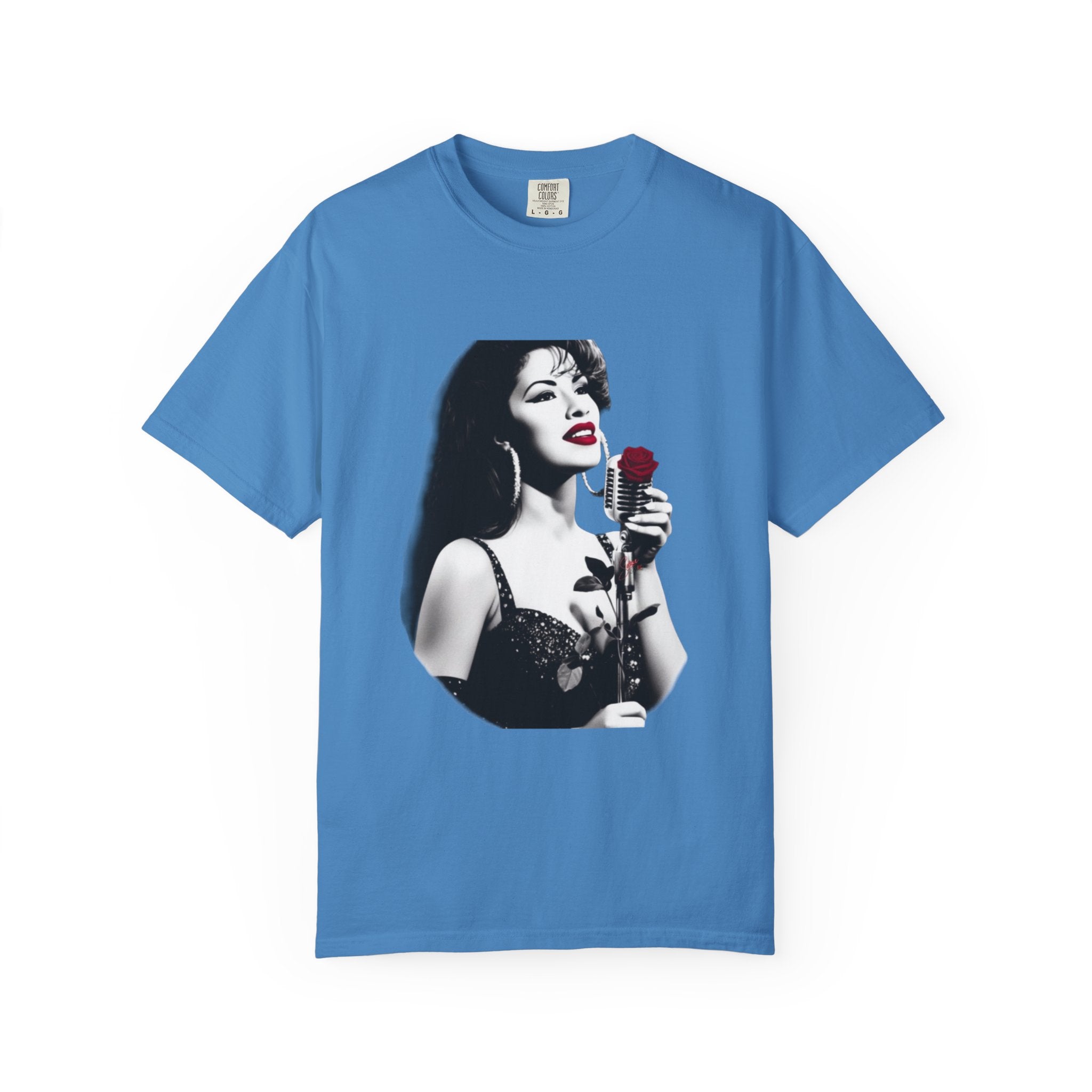 Vintage Pin-Up Singer with Rose T-shirt | Retro Music Art Tee