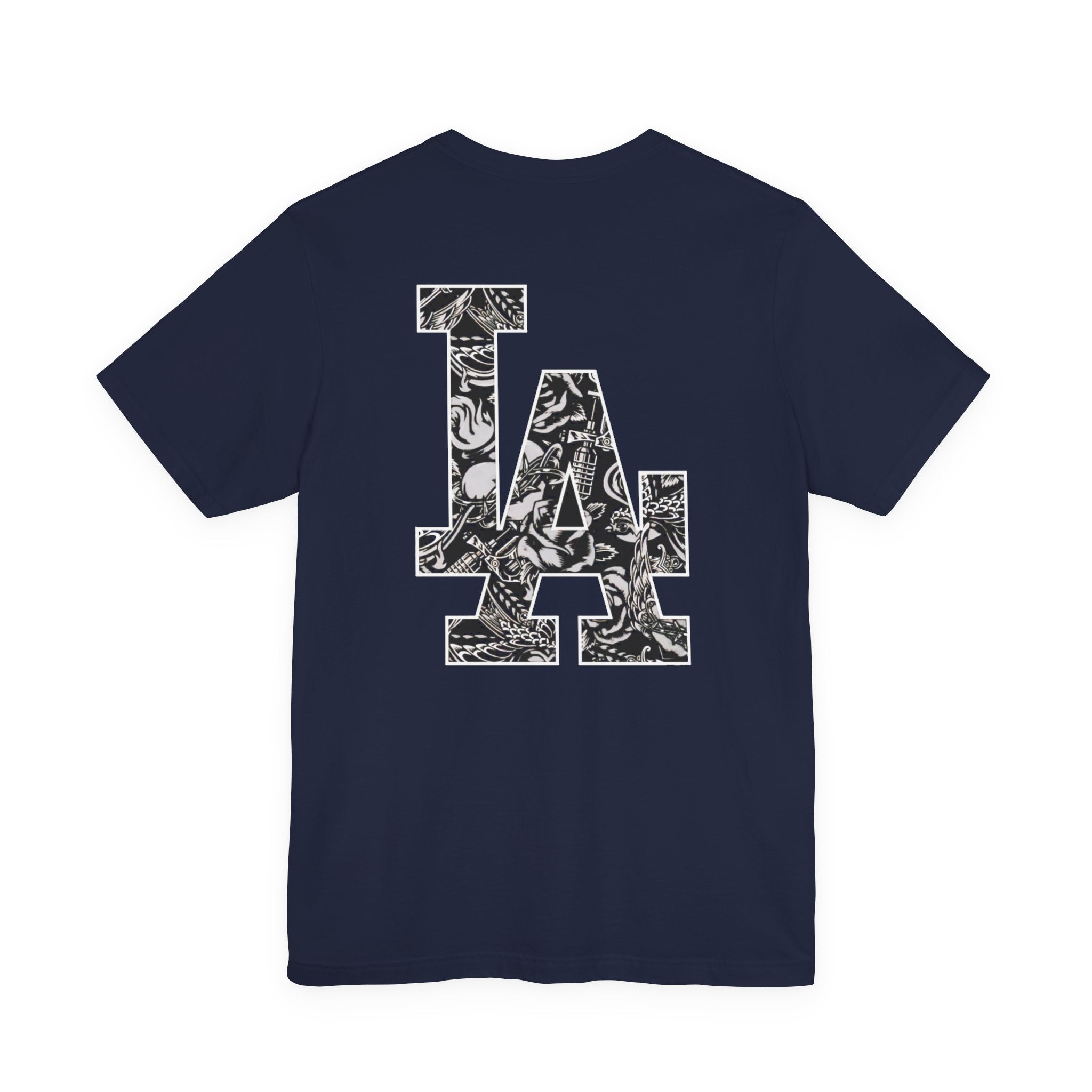 90s Hip Hop Group Illustration T-Shirt | LA Logo Back Print Tee