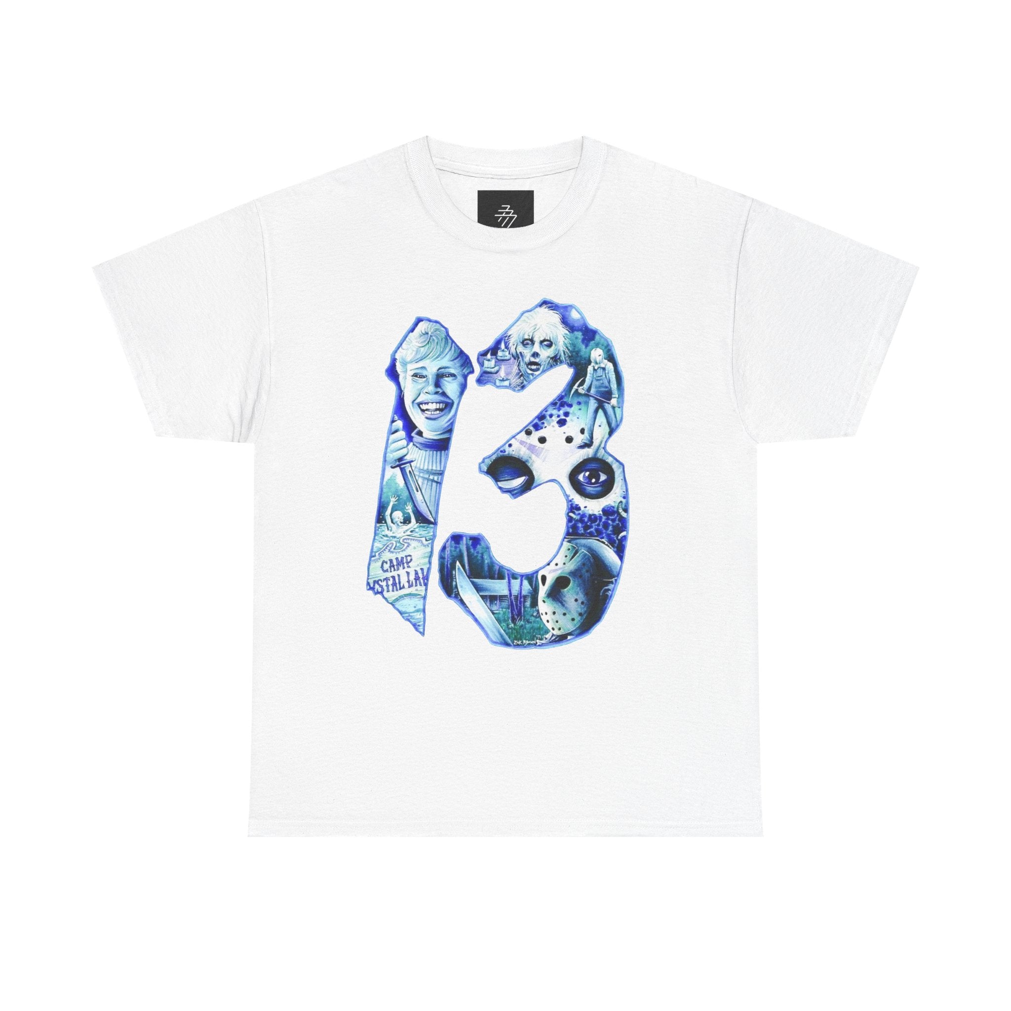 Friday The 13TH Horror T-Shirt — Blue Vintage Creepy Portrait Graphic Tee