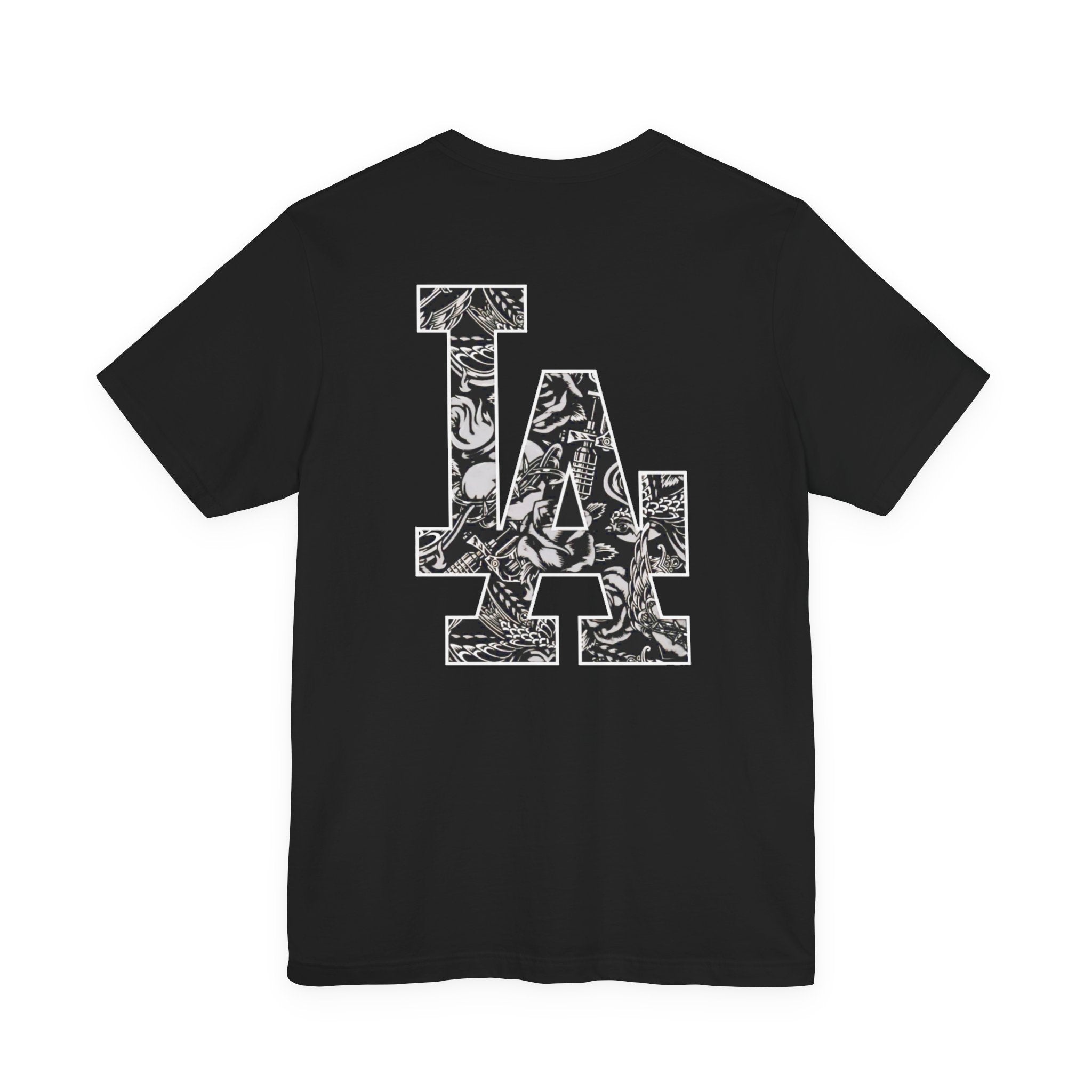 90s Hip Hop Group Illustration T-Shirt | LA Logo Back Print Tee