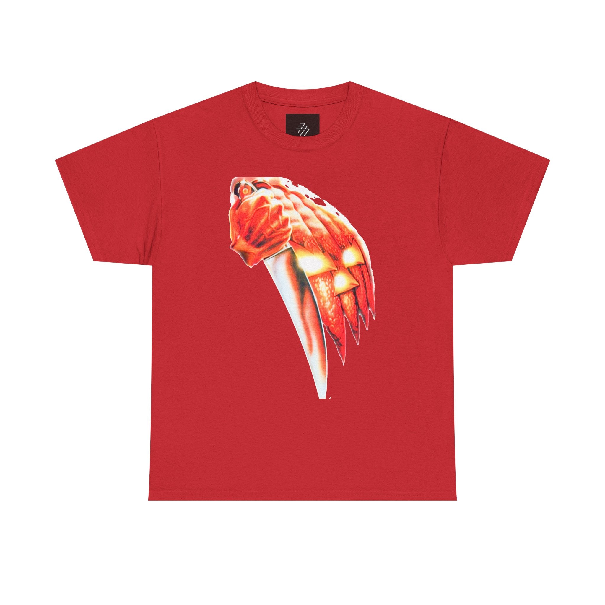 Halloween Pumpkin Mask T-Shirt — Spooky Flame Back Graphic