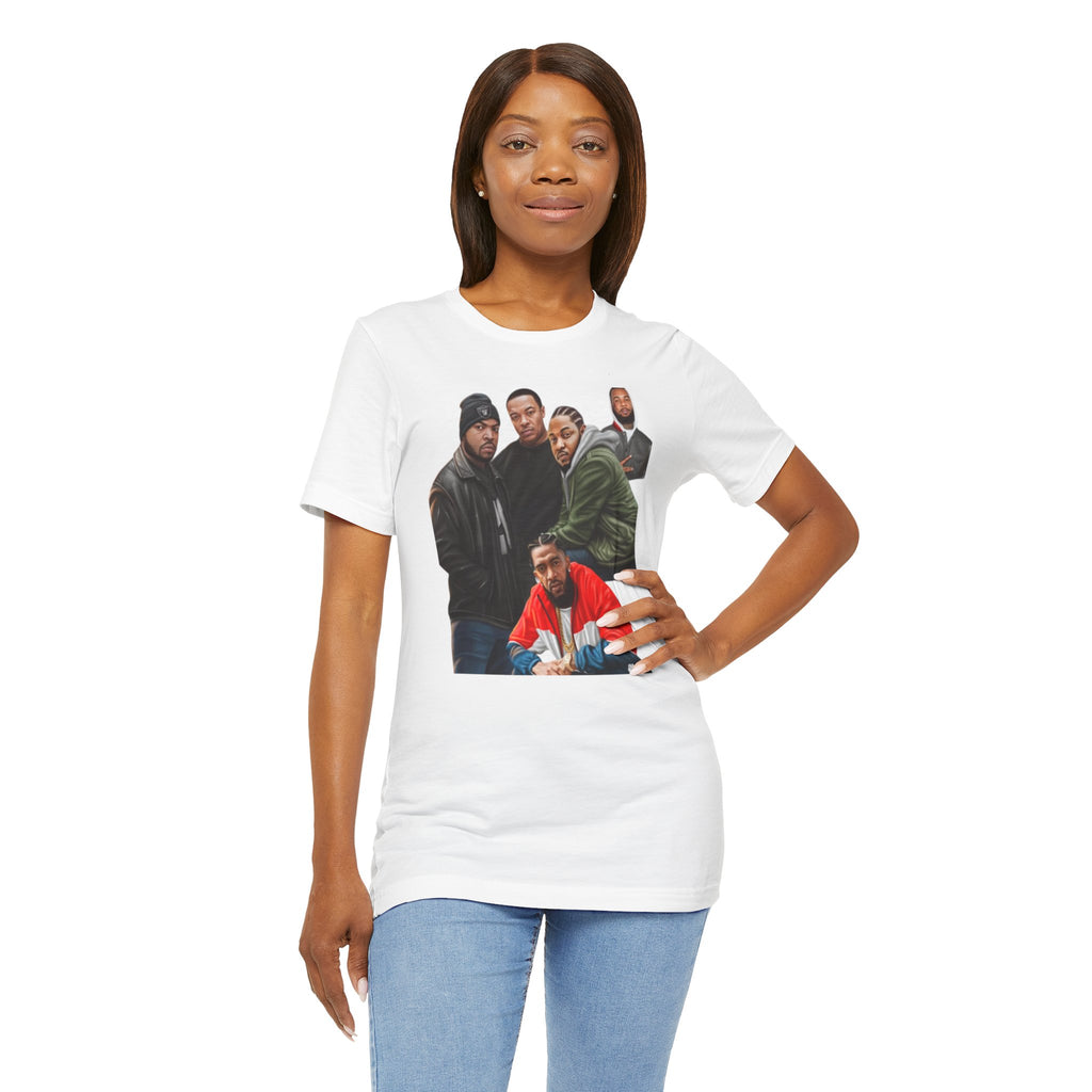 90s Hip Hop Group Illustration T-Shirt | LA Logo Back Print Tee