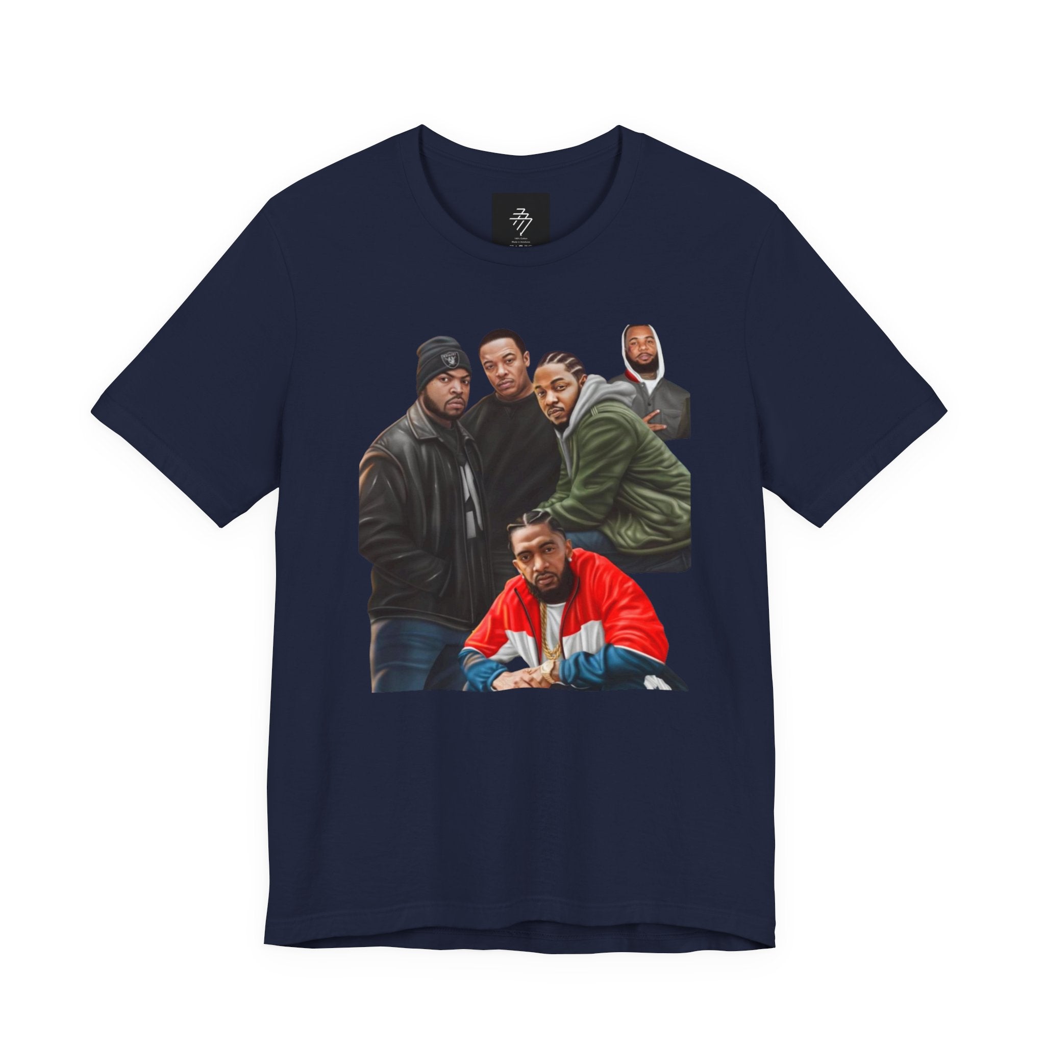 90s Hip Hop Group Illustration T-Shirt | LA Logo Back Print Tee