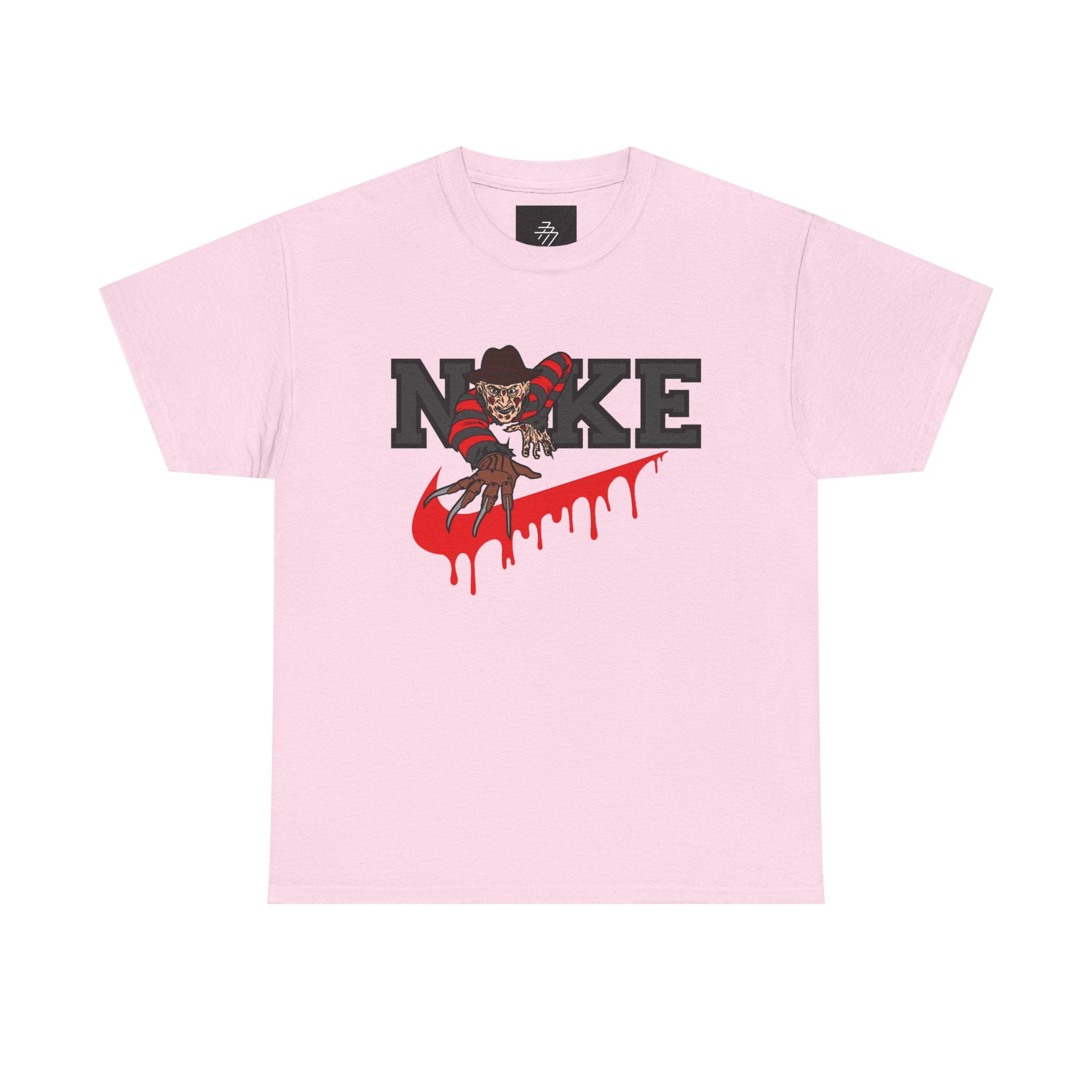 Horror-Inspired 'N@KE' Dripping Swoosh T-Shirt — Freddy Krueger Style Graphic Tee