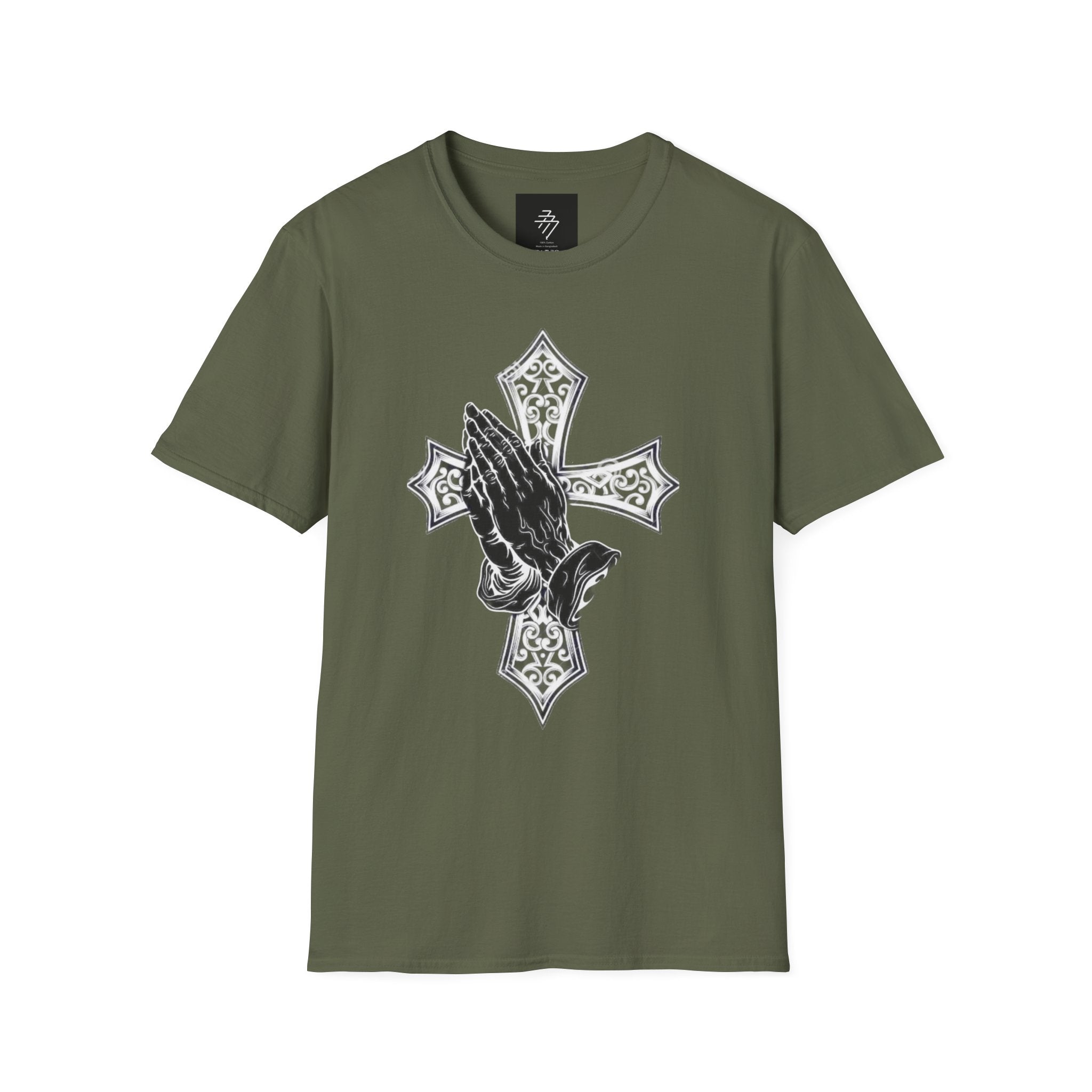 Praying Hands with Cross T-Shirt | Religious Faith Christian Design