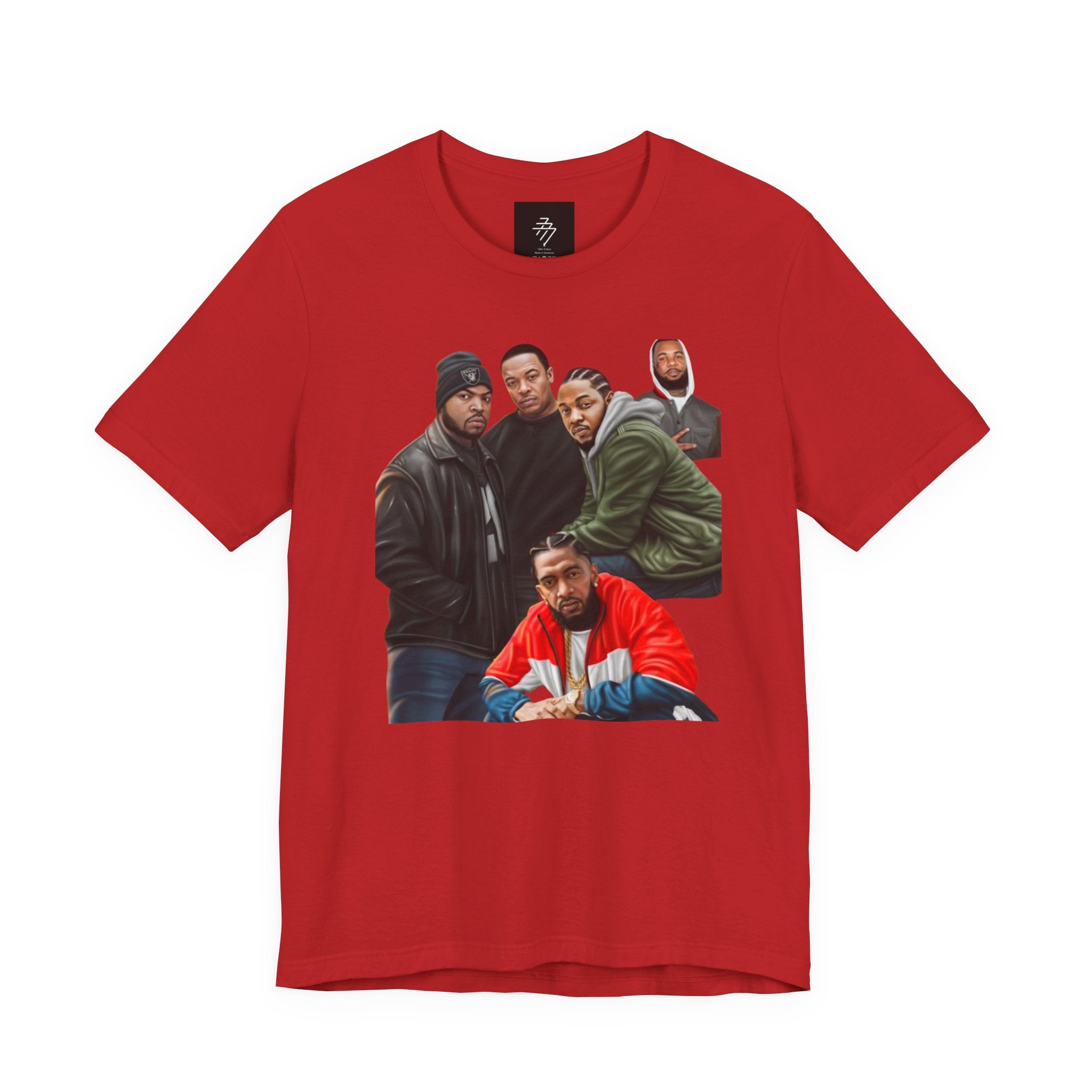 90s Hip Hop Group Illustration T-Shirt | LA Logo Back Print Tee