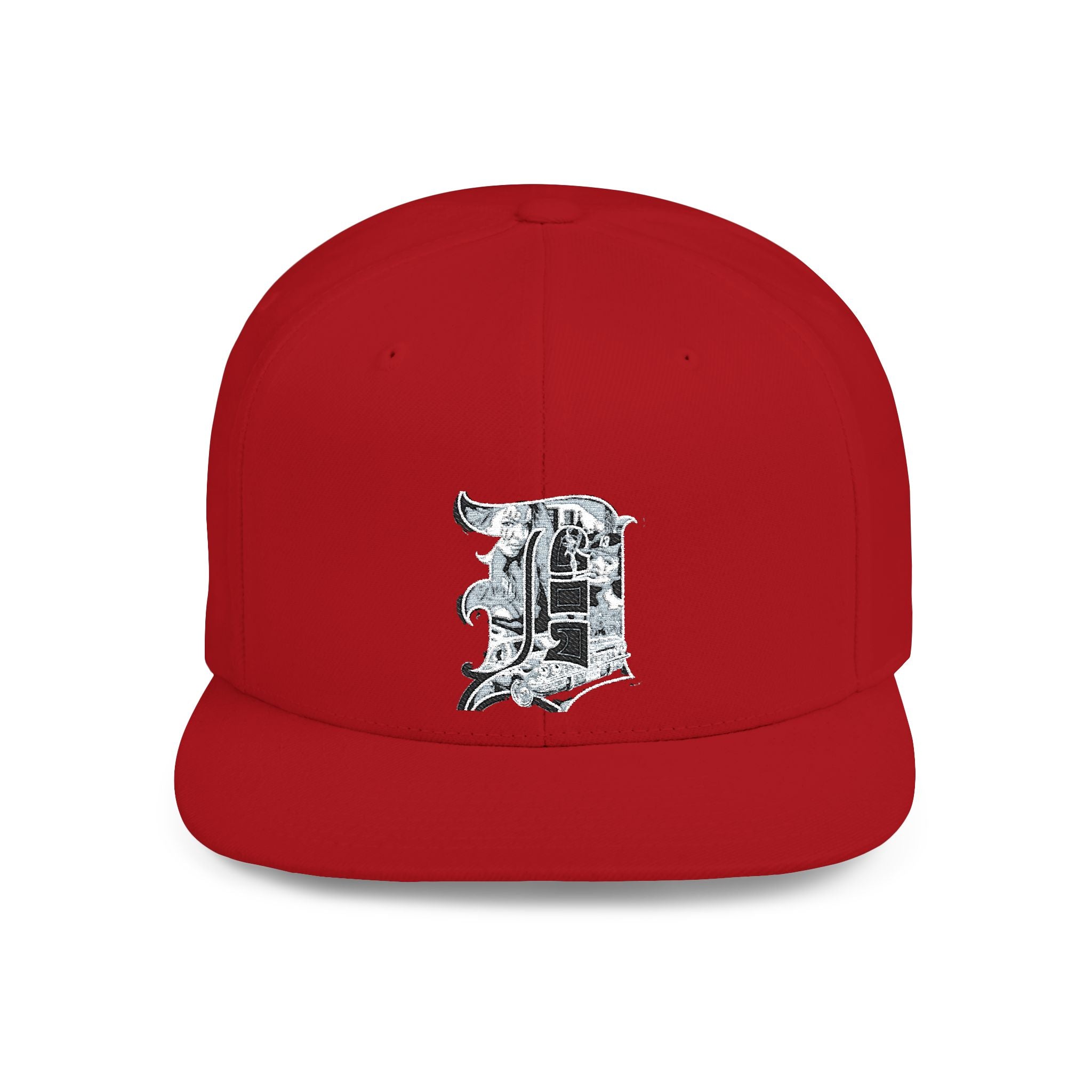 Detroit D Chrome Letter Flat Bill Snapback | Silver Letter D Hat